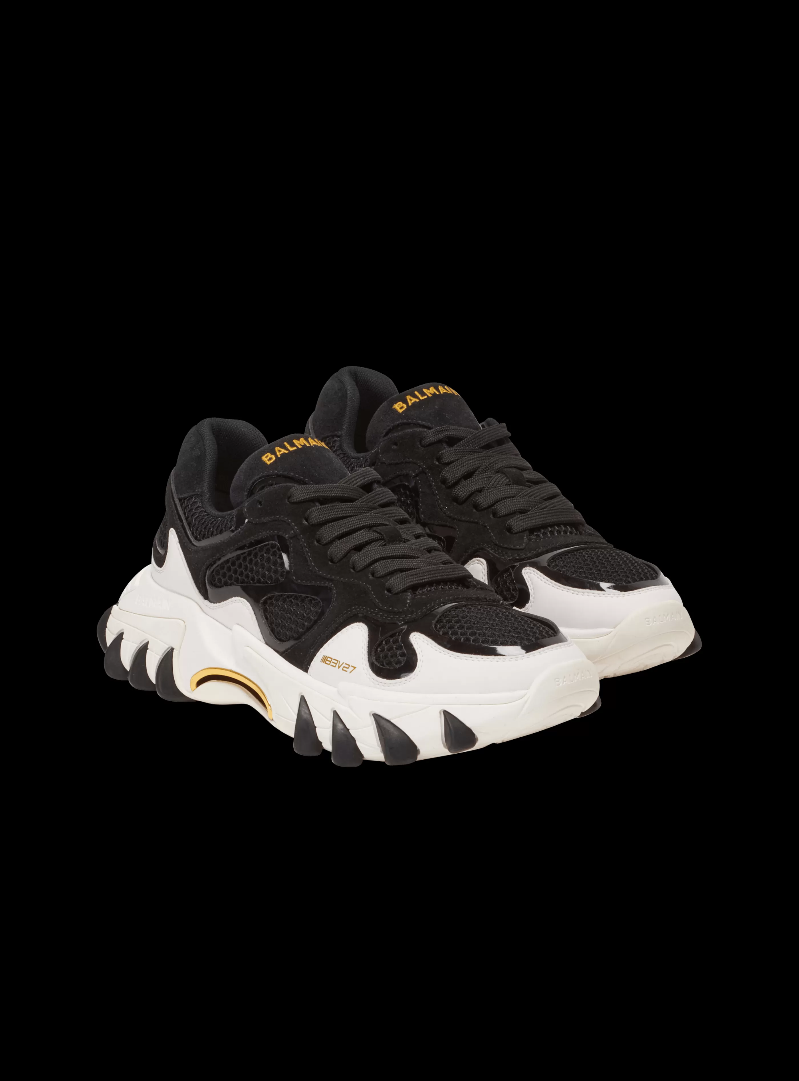 Balmain B-East-B-East Trainers In Leather, Suede And Mesh black