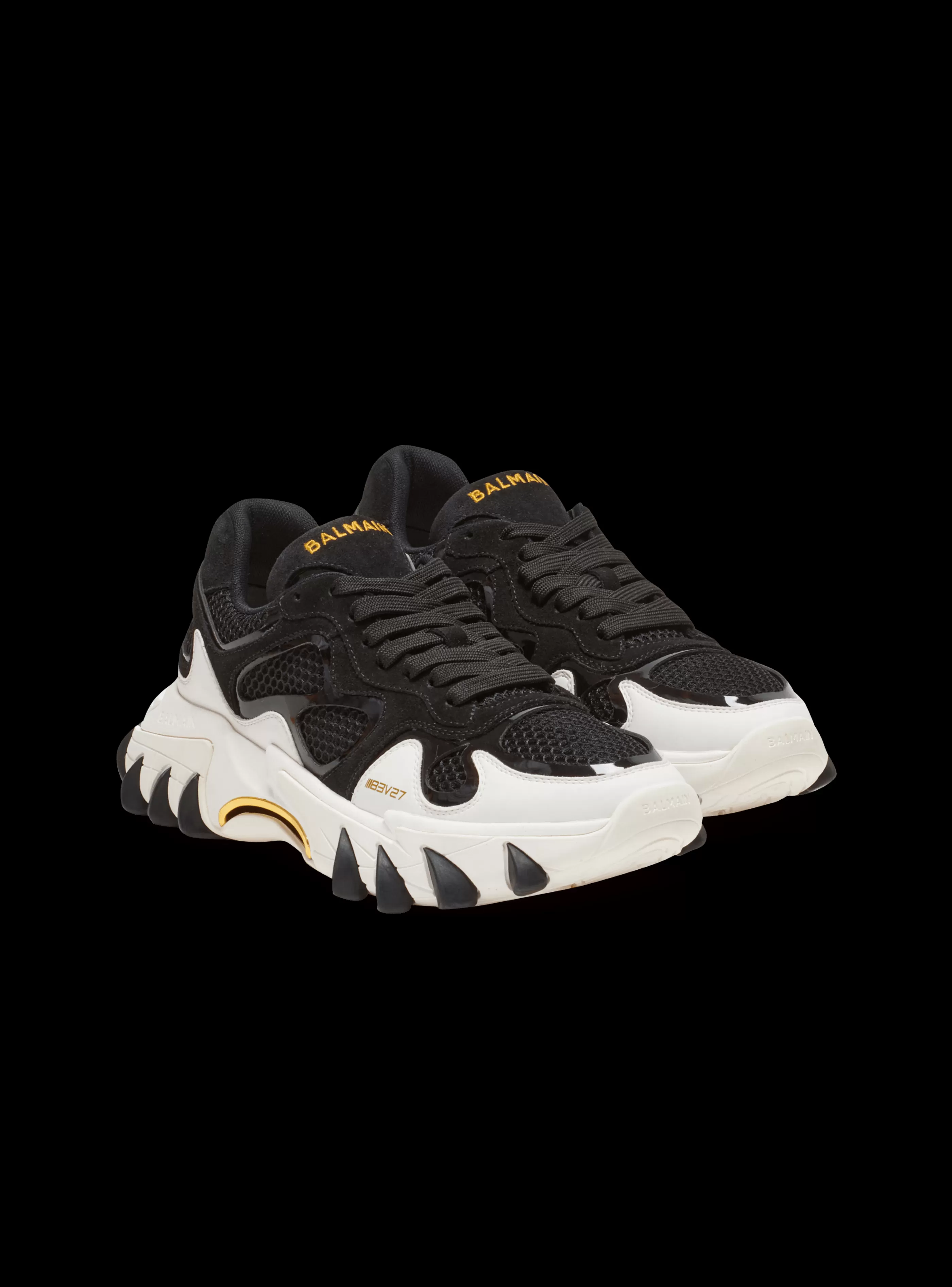 Balmain B-East-B-East Trainers In Leather, Suede And Mesh black