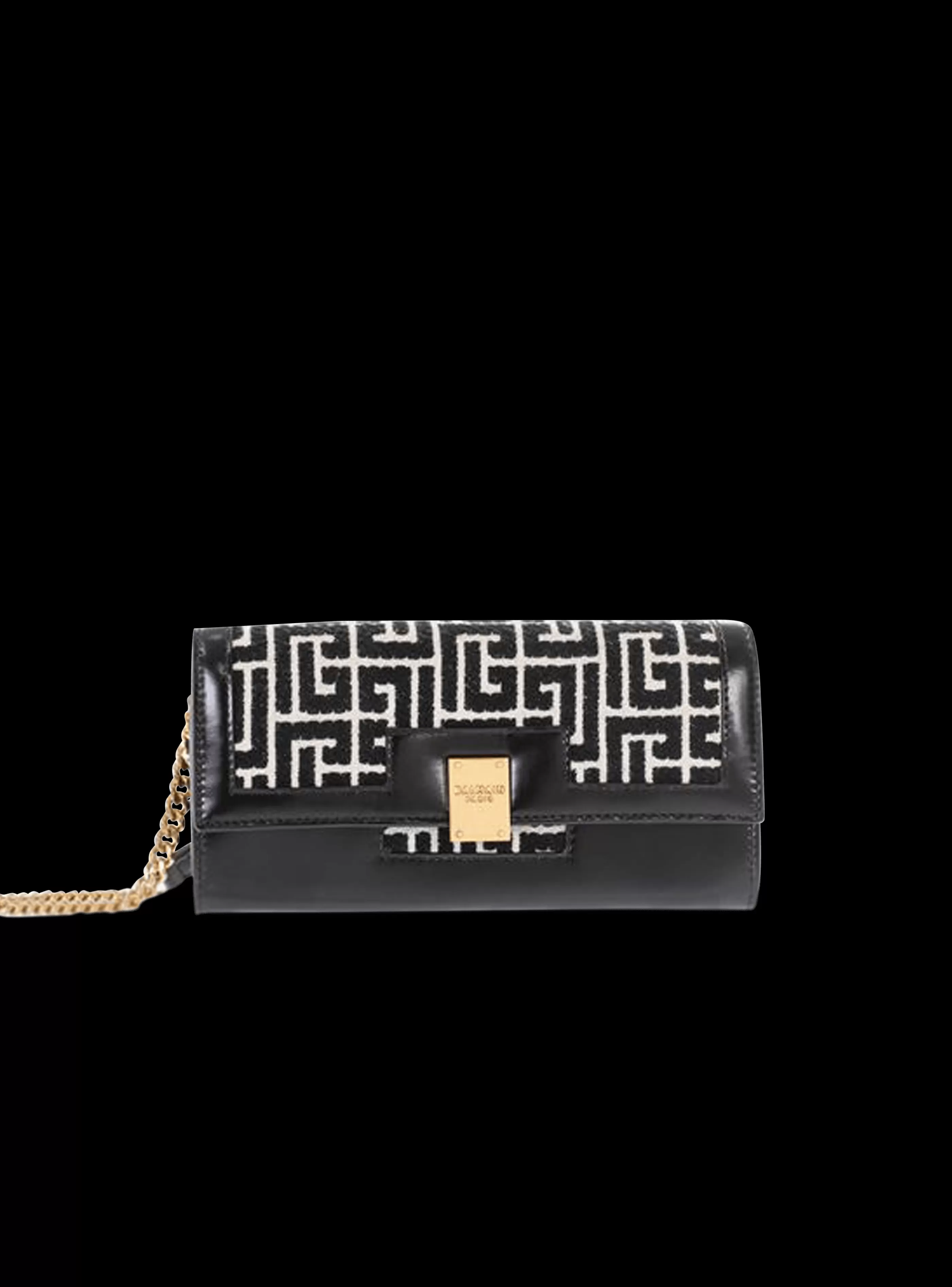 Balmain Piccola Pelletteria | Borse-Bicolor Jacquard 1945 Wallet With Chain black