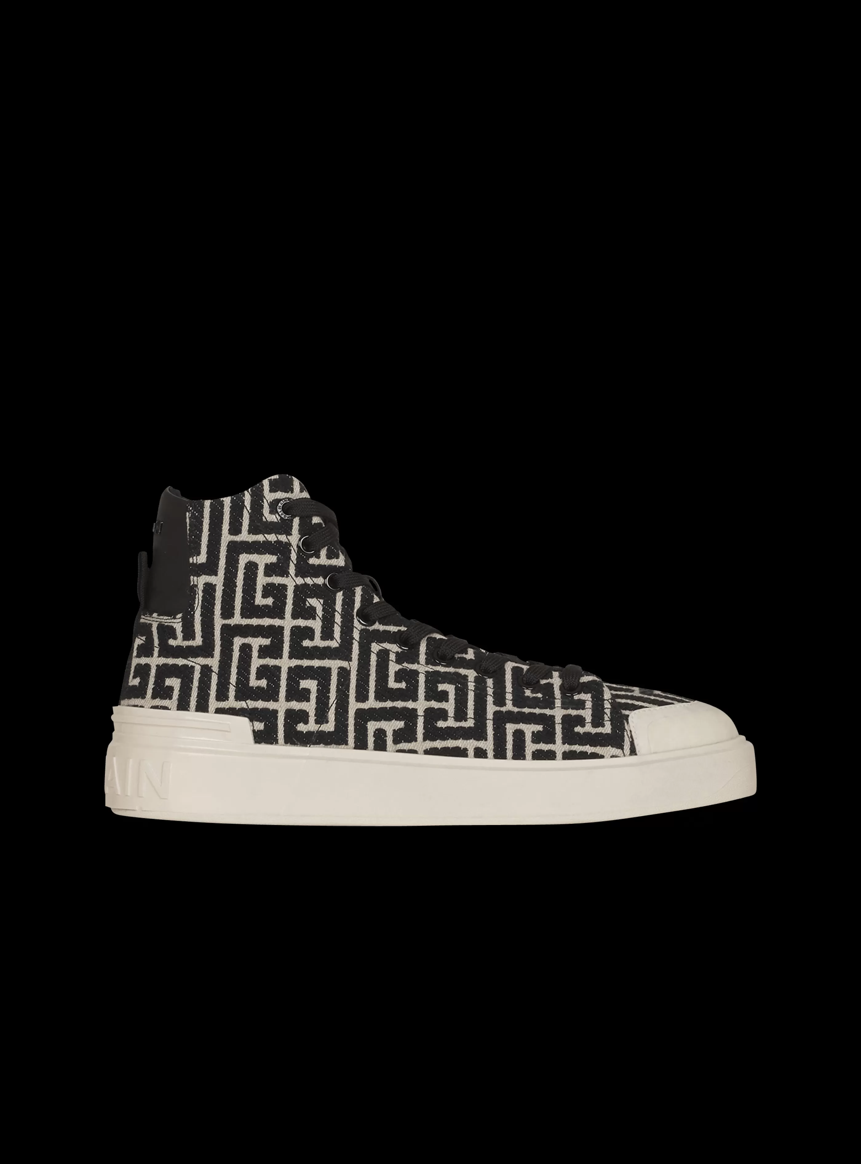 Balmain B-Court-Bicolor Jacquard B-Court High-top Sneakers black