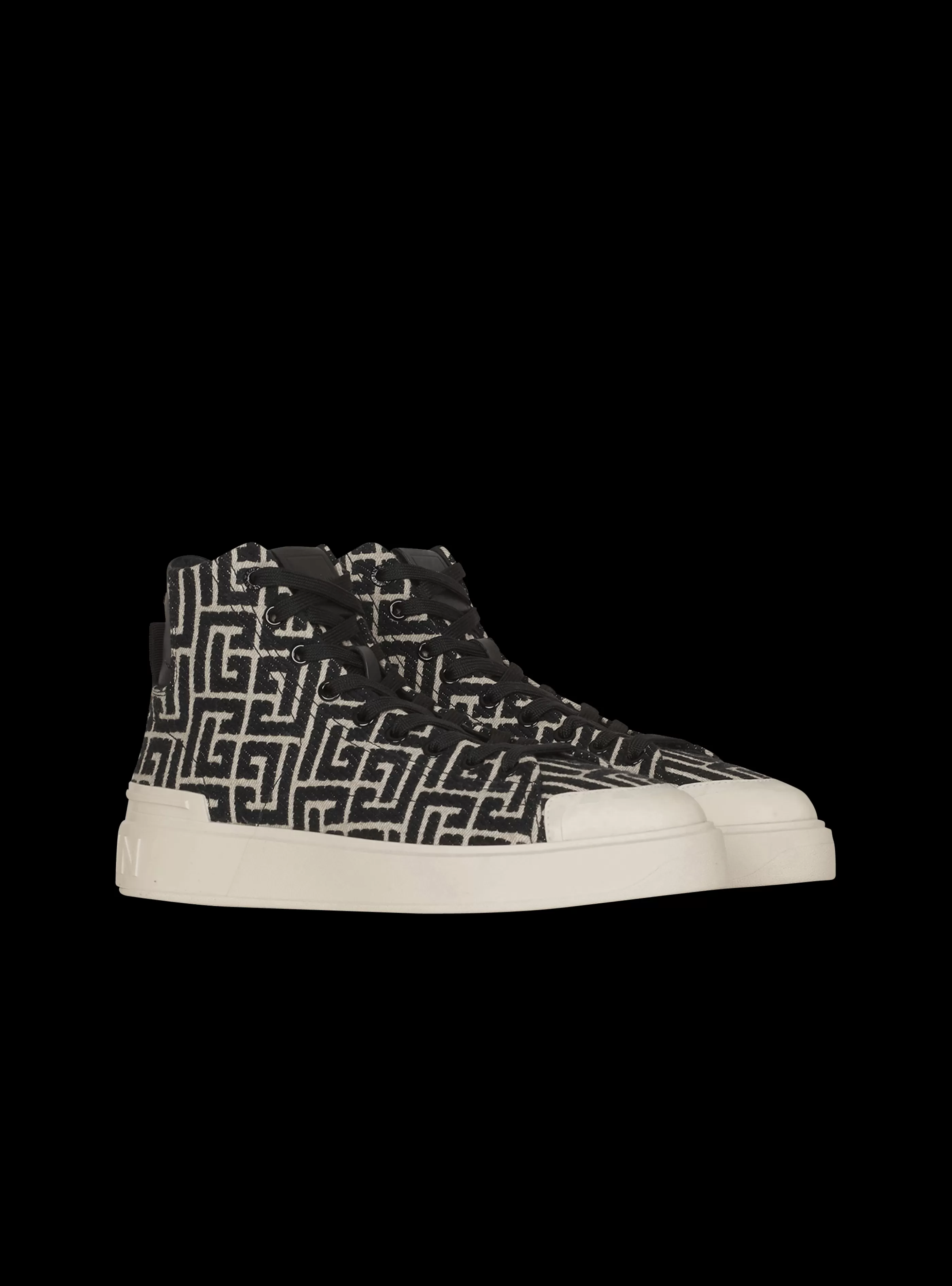 Balmain B-Court-Bicolor Jacquard B-Court High-top Sneakers black