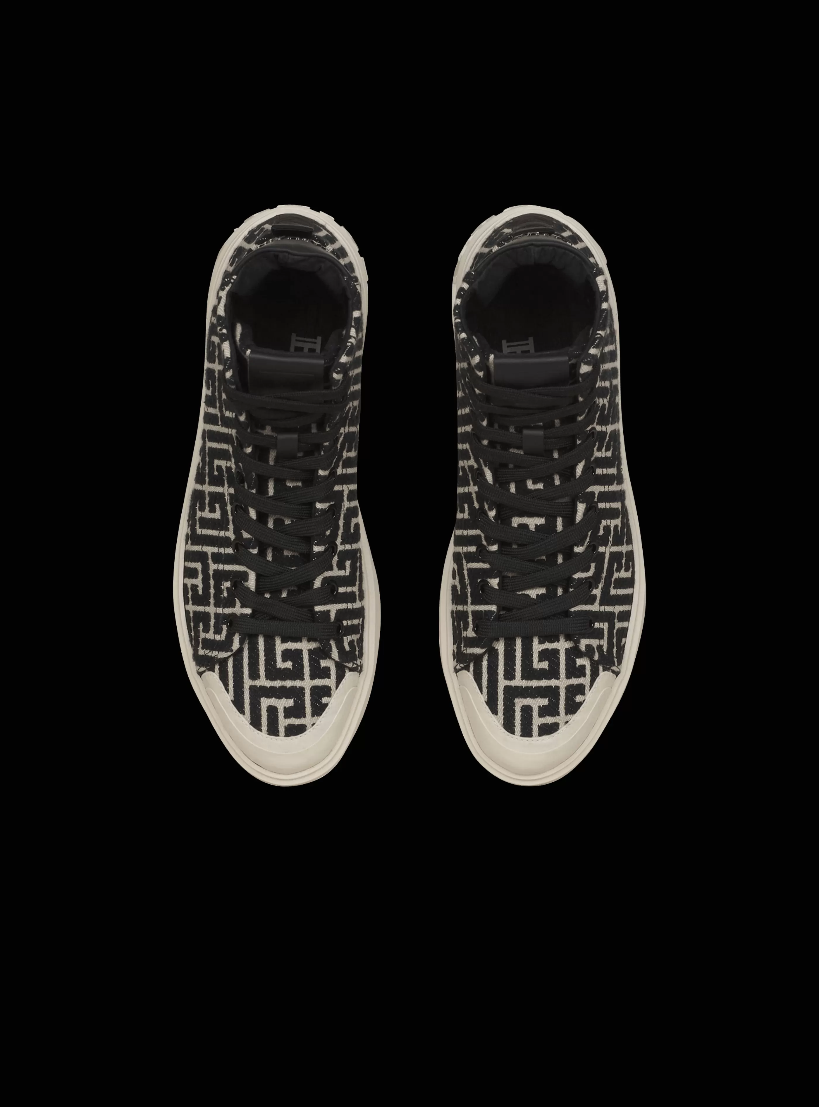 Balmain B-Court-Bicolor Jacquard B-Court High-top Sneakers black