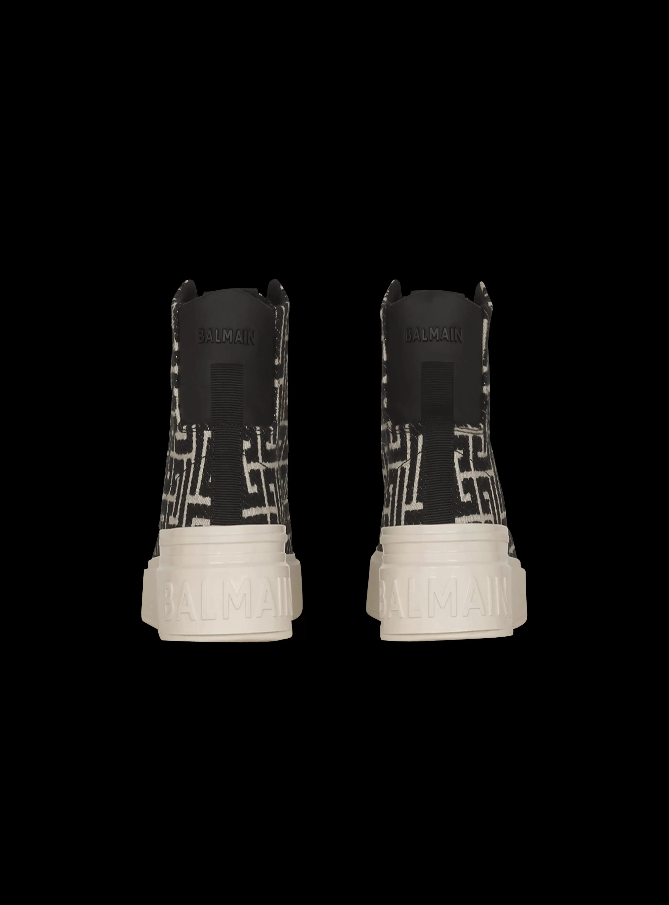 Balmain B-Court-Bicolor Jacquard B-Court High-top Sneakers black