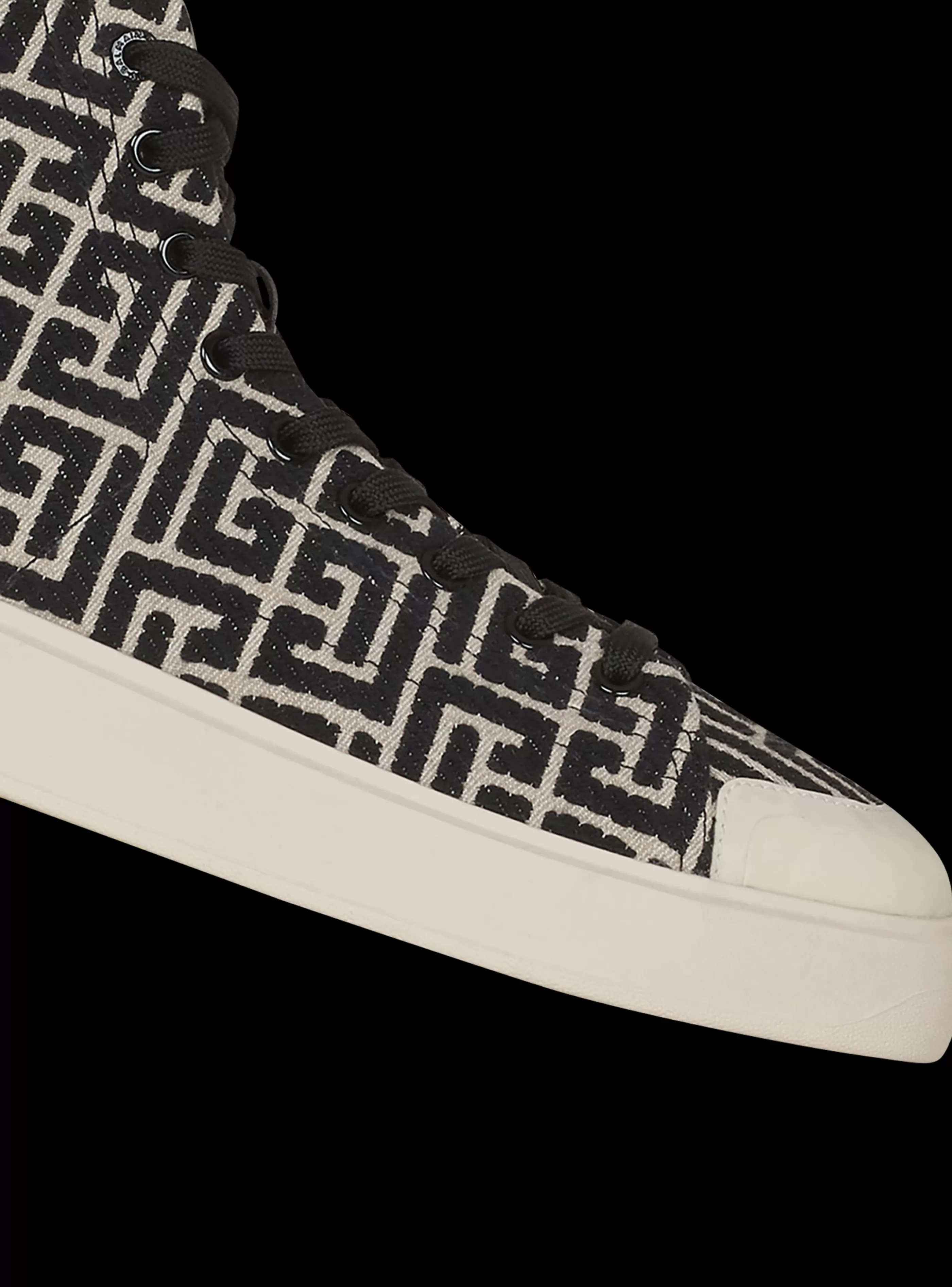 Balmain B-Court-Bicolor Jacquard B-Court High-top Sneakers black