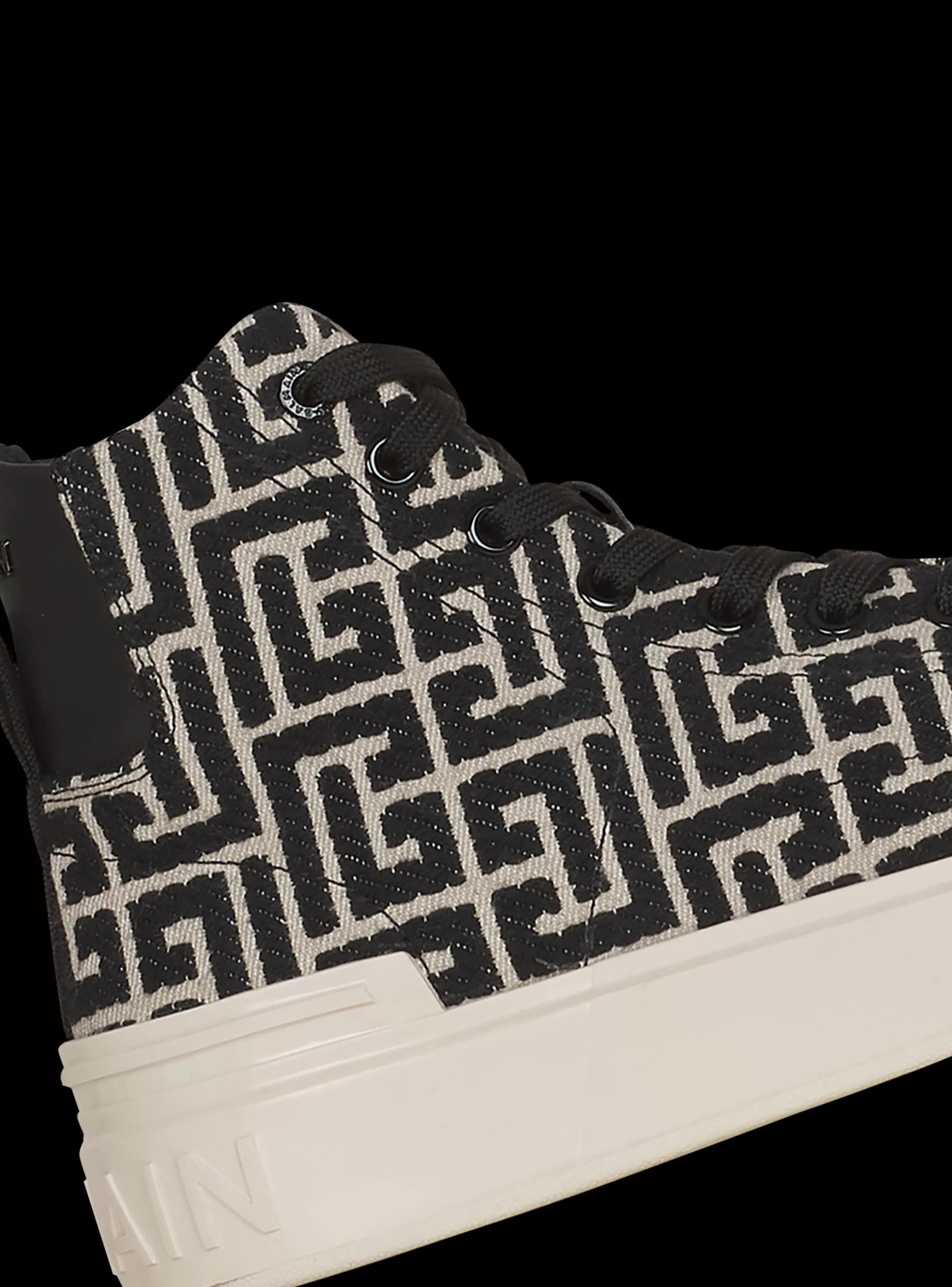 Balmain B-Court-Bicolor Jacquard B-Court High-top Sneakers black
