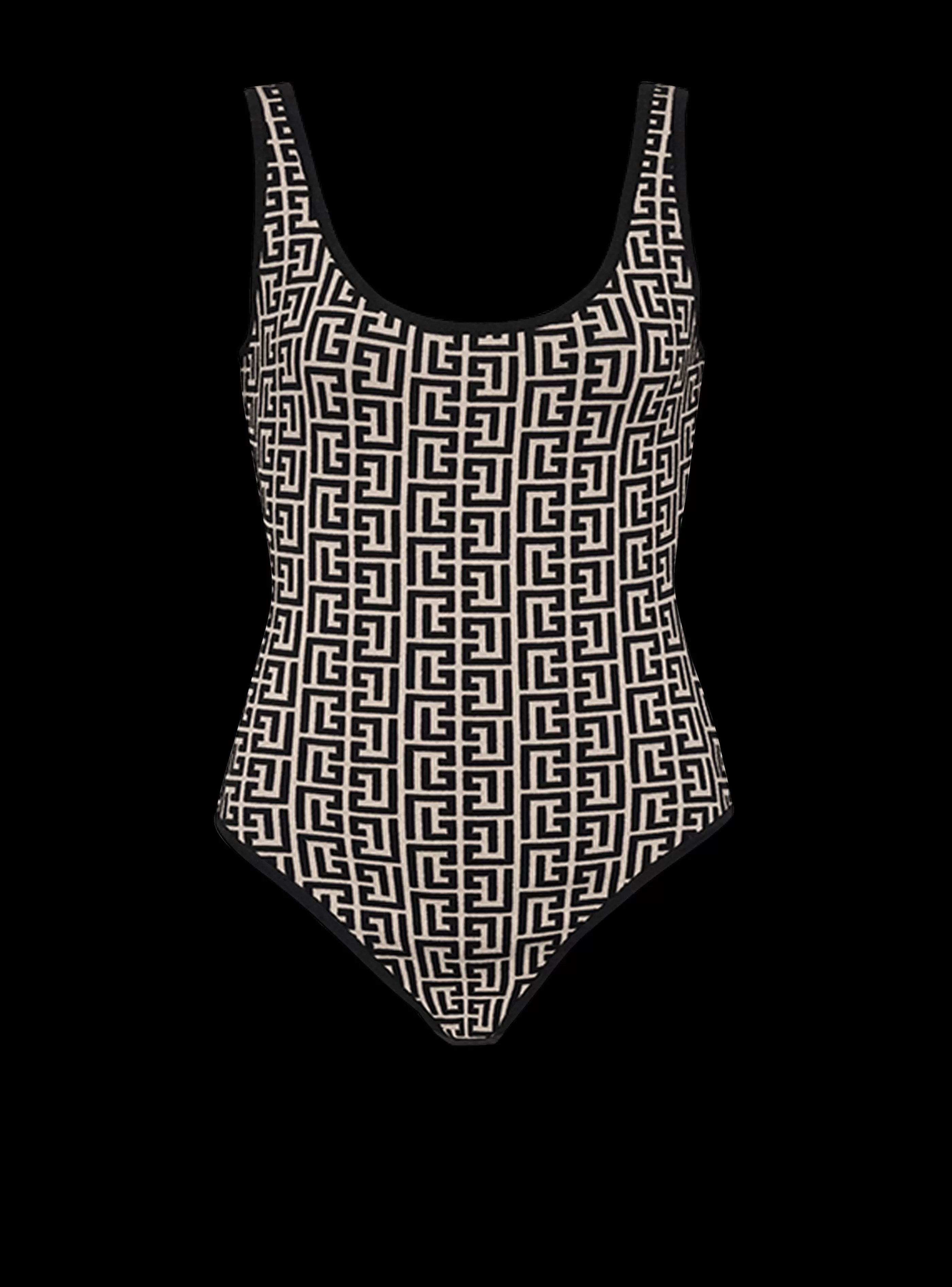 Balmain Top E Camicie-Bicolor Jacquard Bodysuit With Monogram black