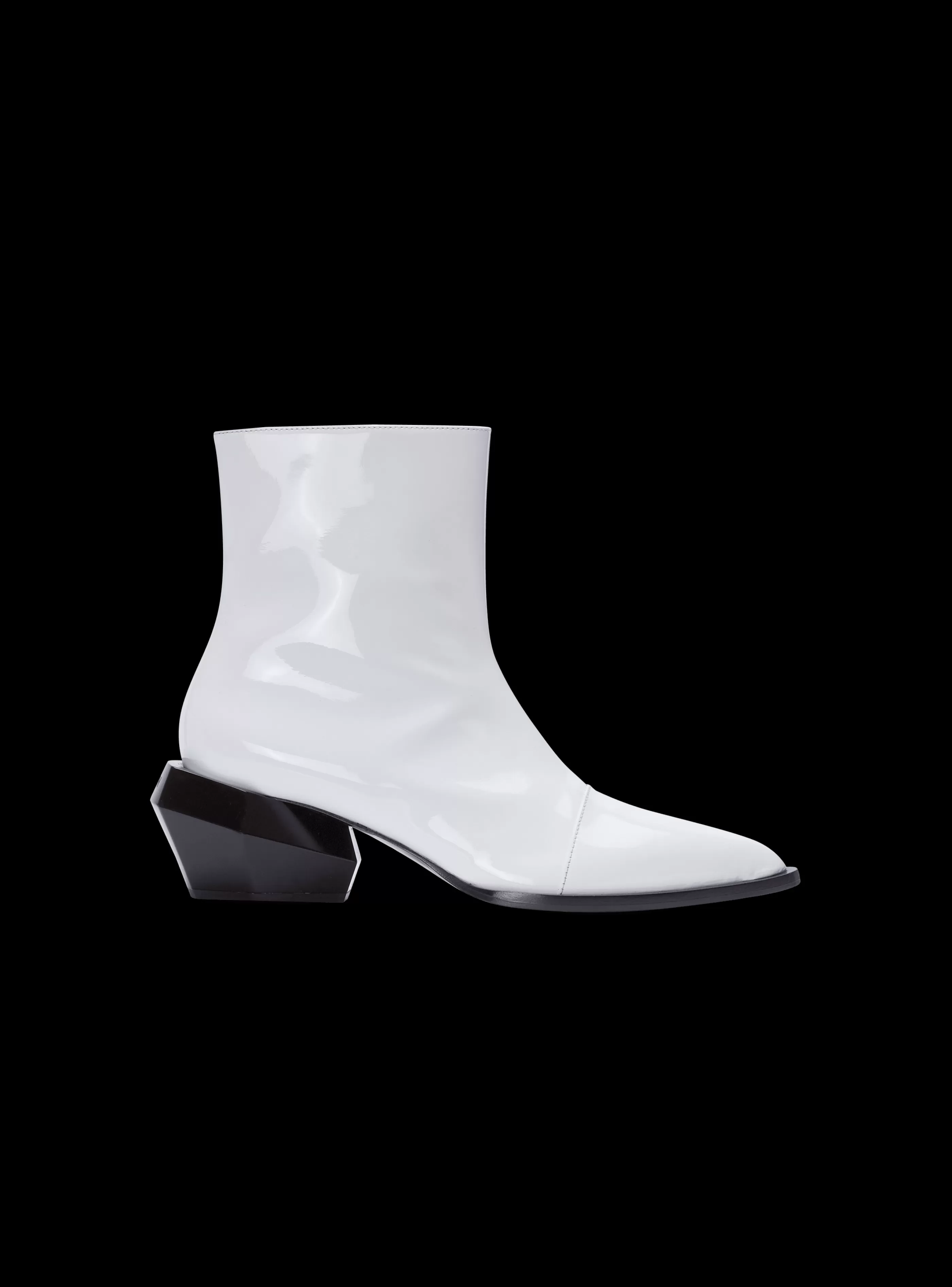 Balmain Stivali E Anfibi-Billy Patent Leather Ankle Boots white