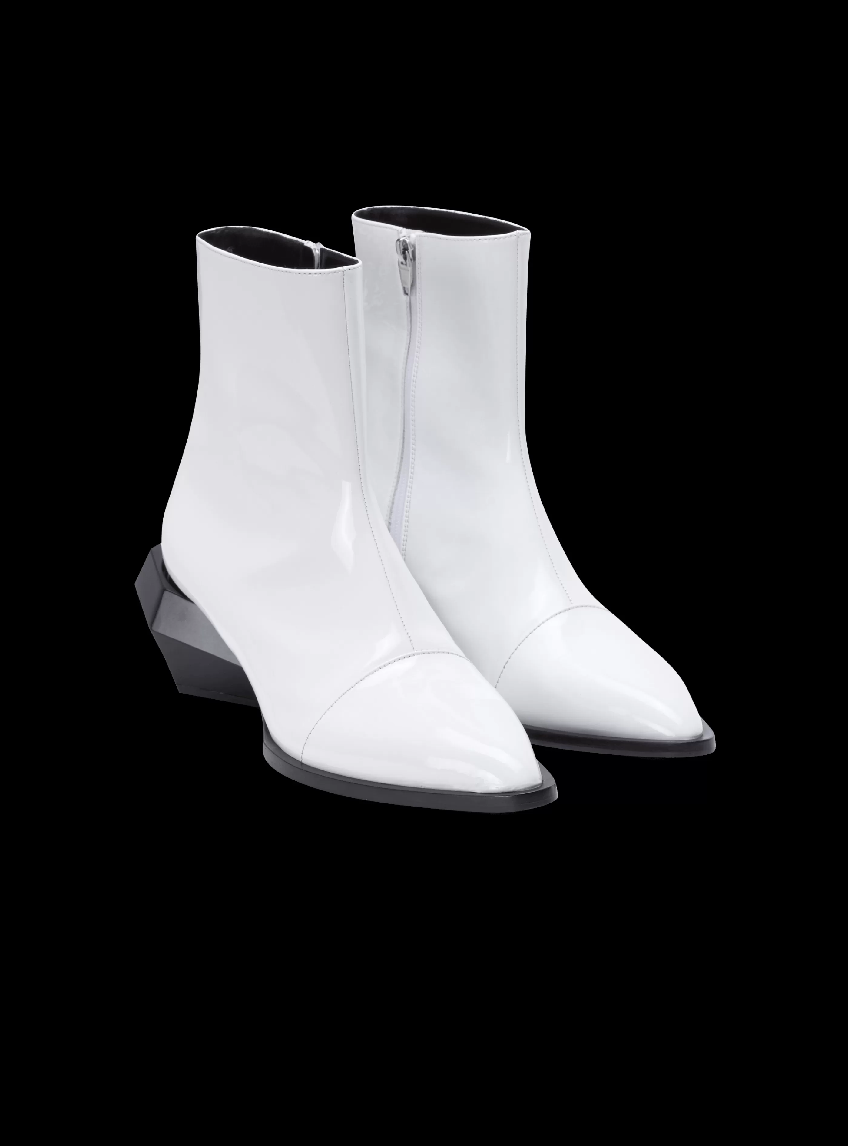 Balmain Stivali E Anfibi-Billy Patent Leather Ankle Boots white