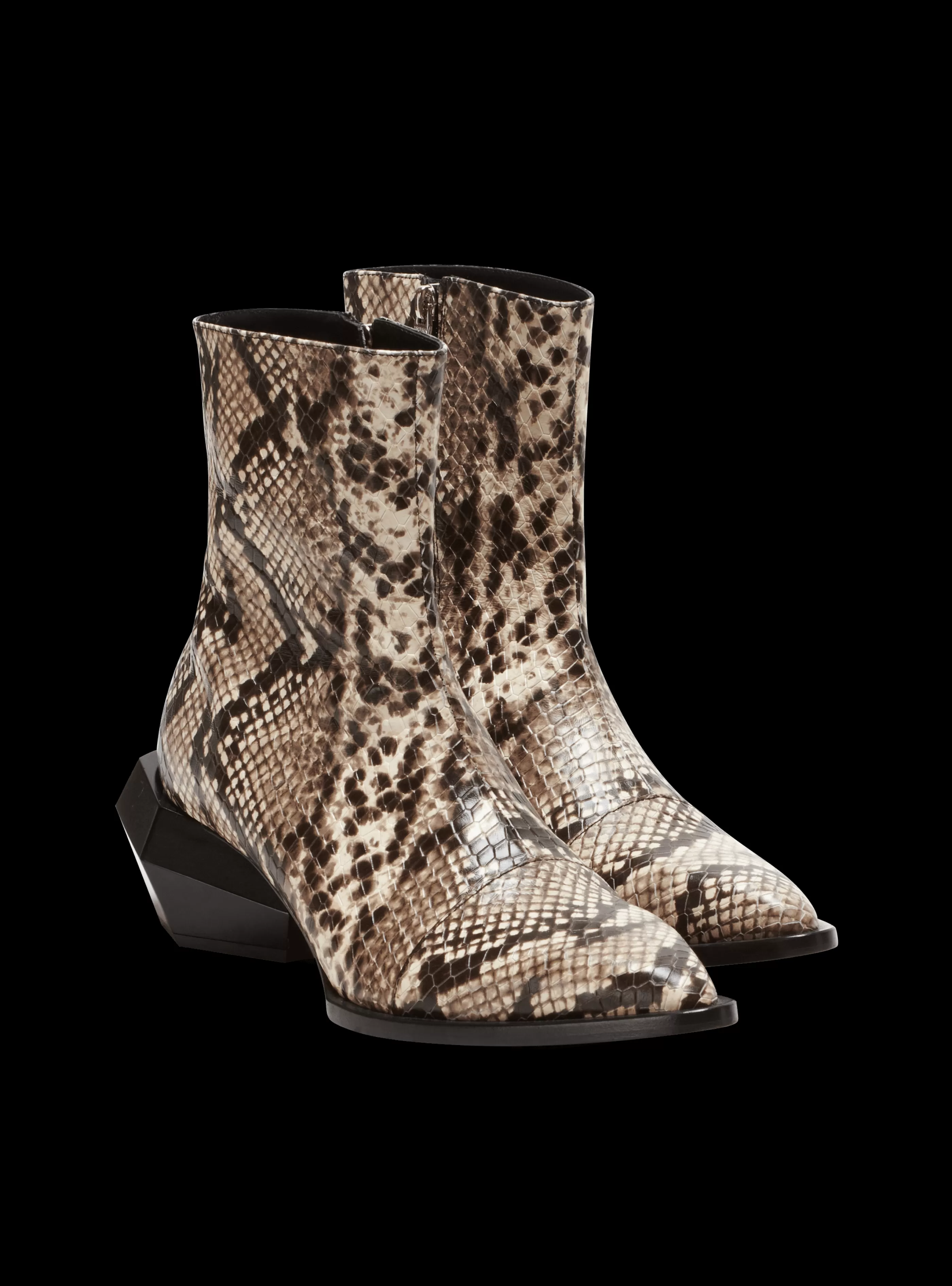 Balmain Stivali E Anfibi-Billy Snakeskin-effect Leather Ankle Boots brown