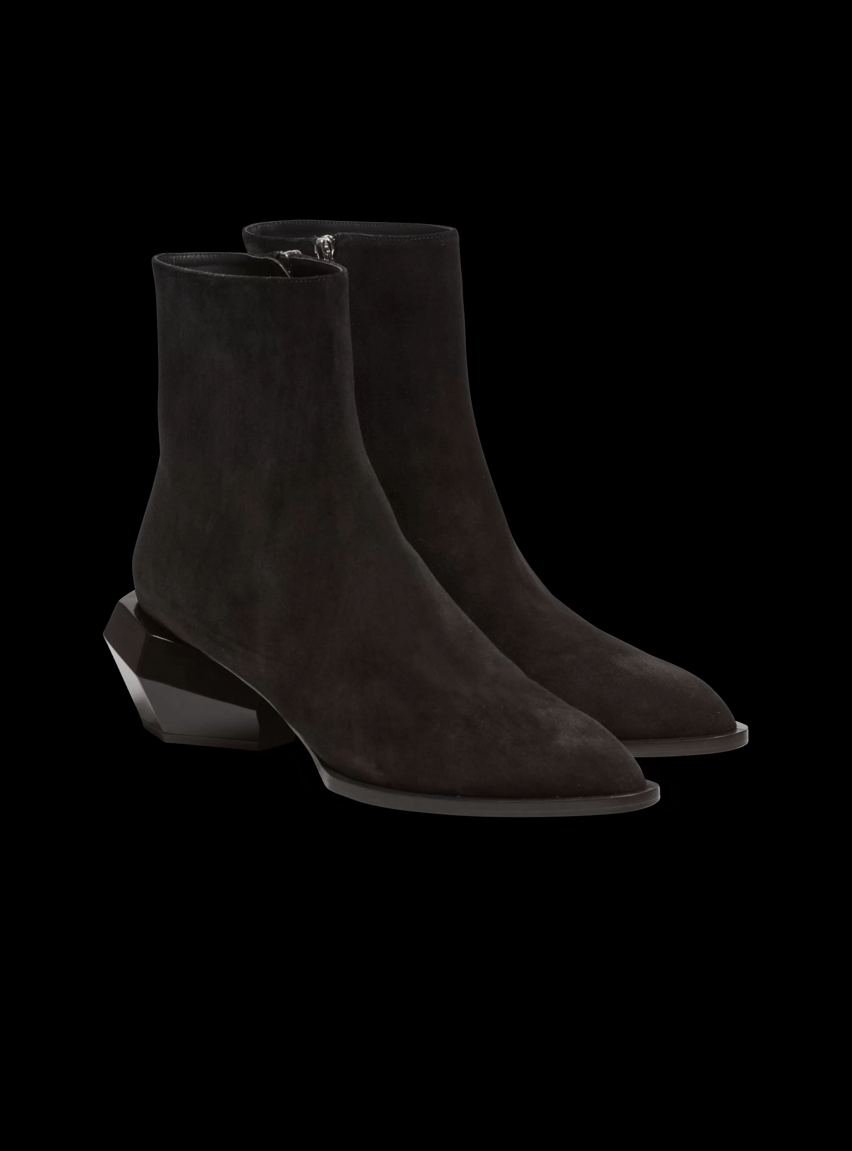 Balmain Stivali E Anfibi-Billy Suede Ankle Boots With Diamond Heel black