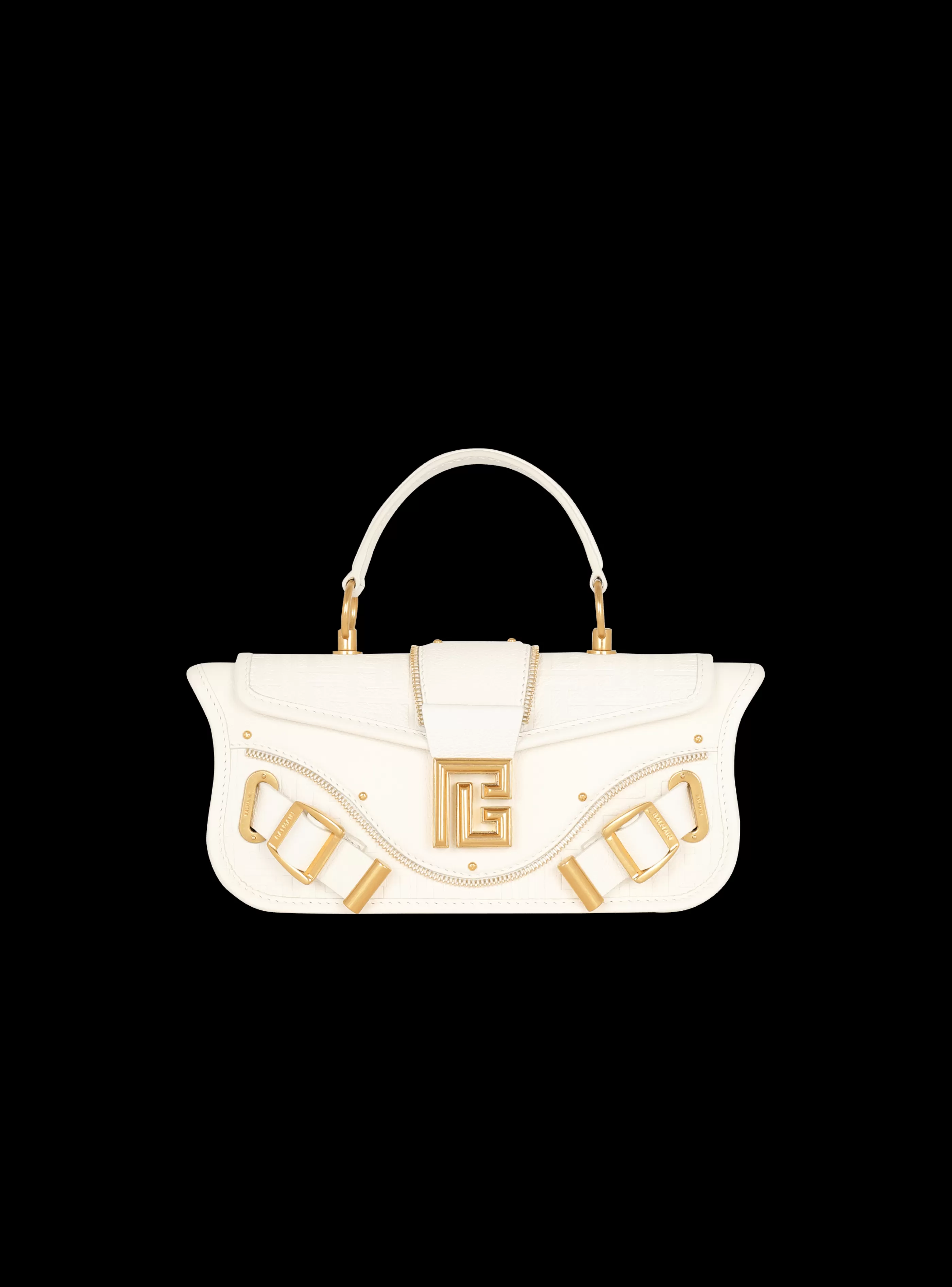 Balmain Borse Mini | Borse A Spalla-Blaze Grained Leather Clutch Bag beige