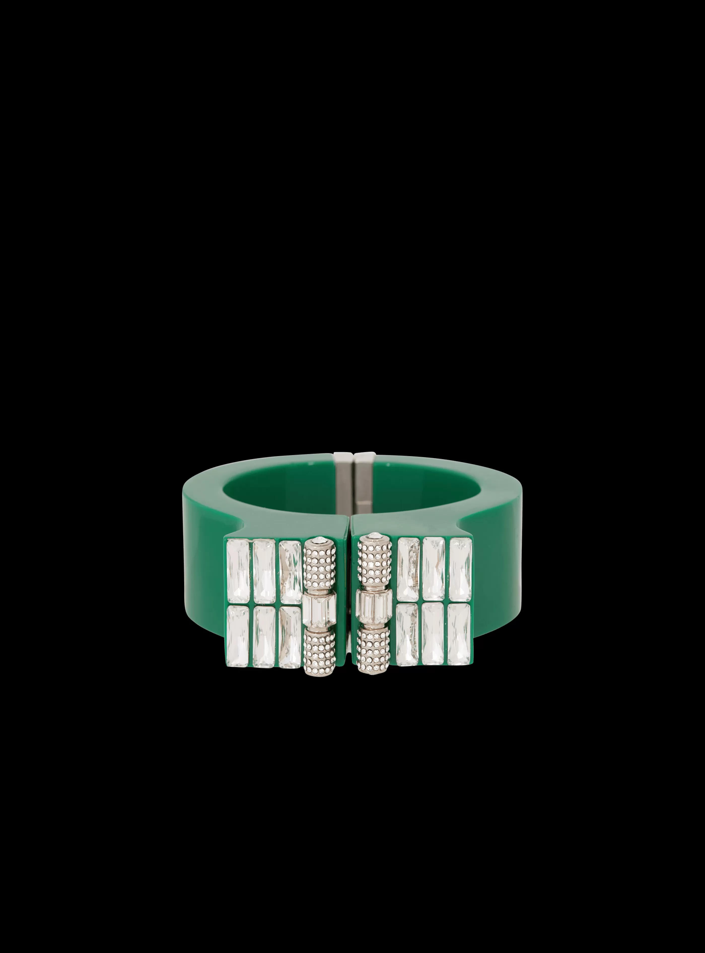 Balmain Gioielli Moda-Brass, Rhinestone And Resin Cuff green