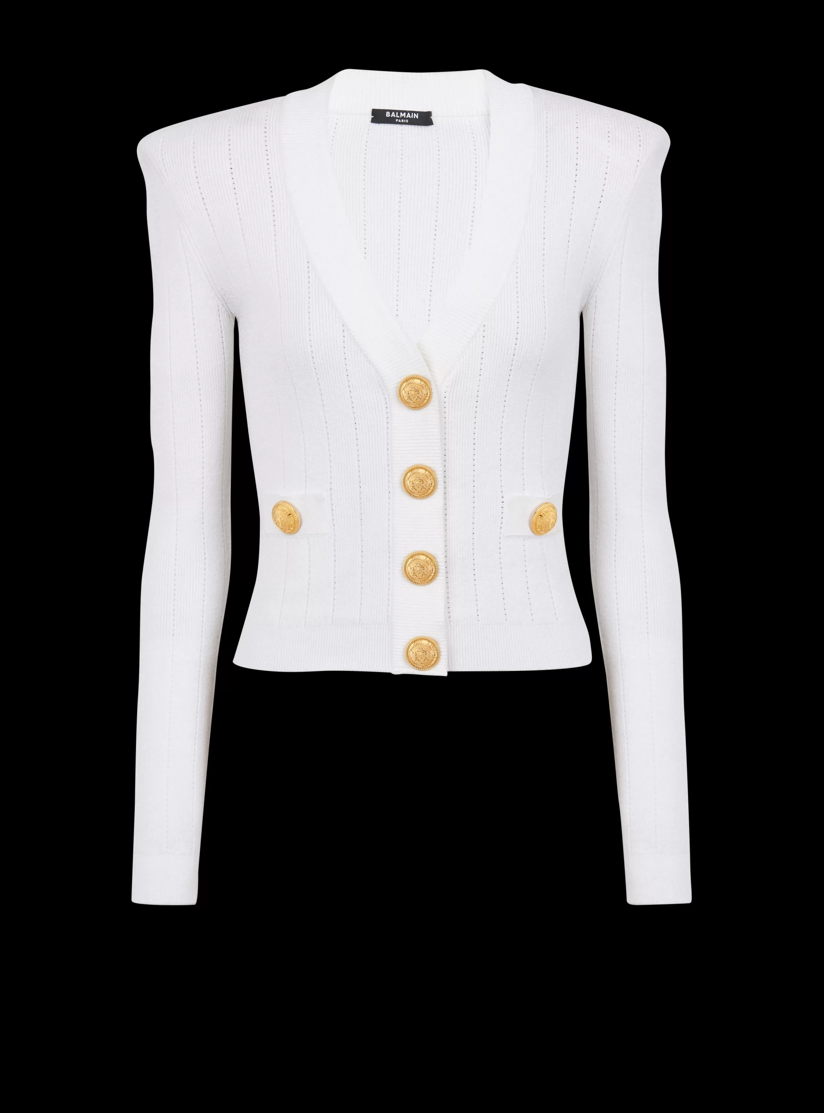 Balmain Maglieria-Buttoned Knit Cardigan white