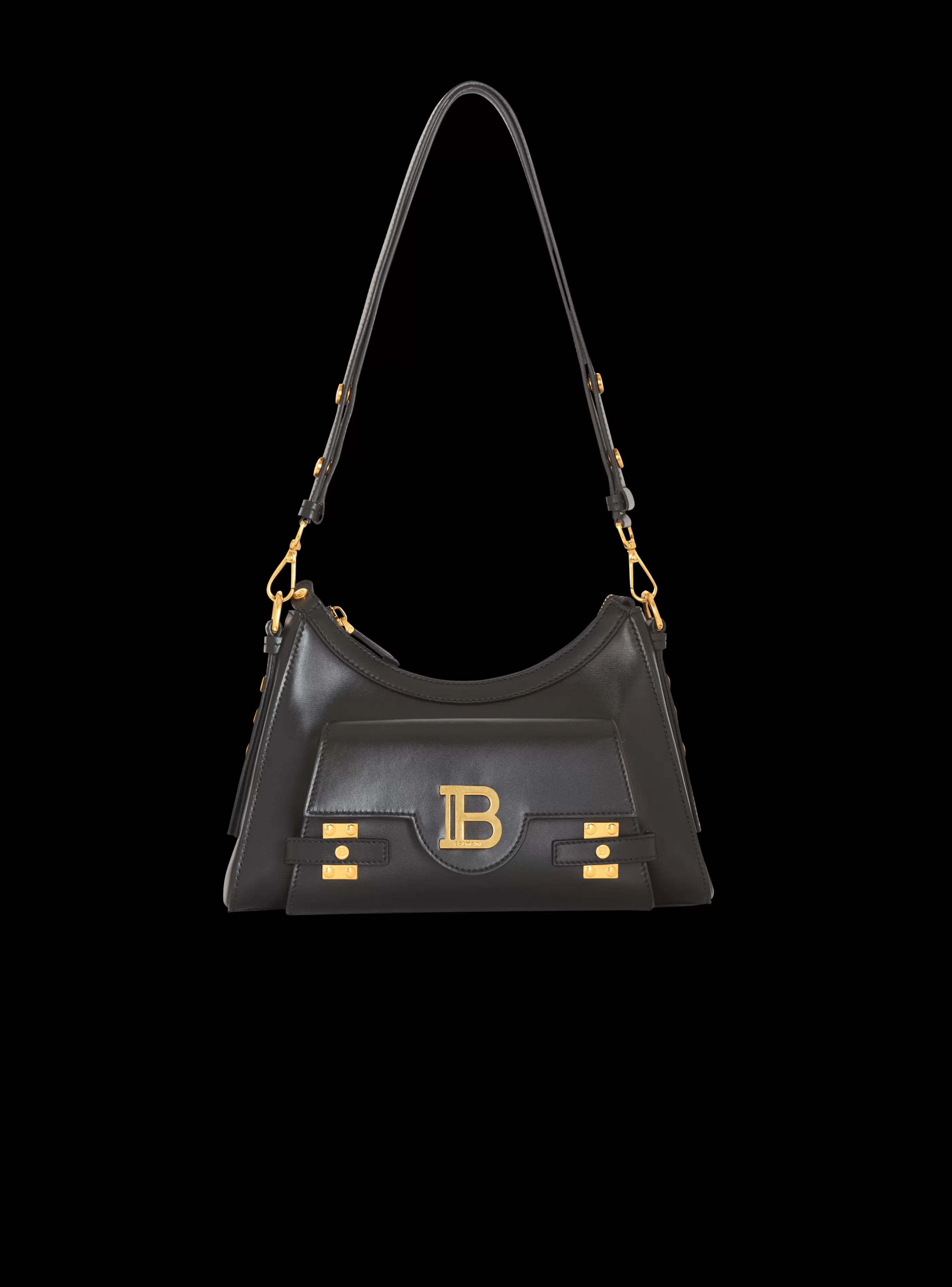 Balmain Borse A Spalla | Borse A Tracolla-Calfskin B-Buzz Hobo Bag black