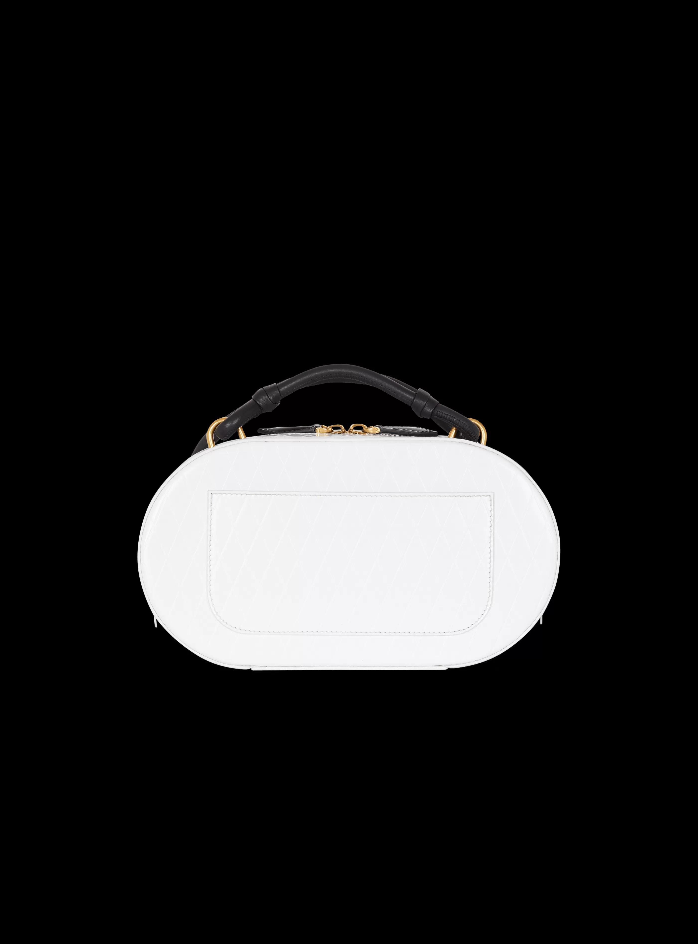 Balmain Borse A Tracolla-Calfskin Radio Bag With Signature And Embossed Grid Motif white