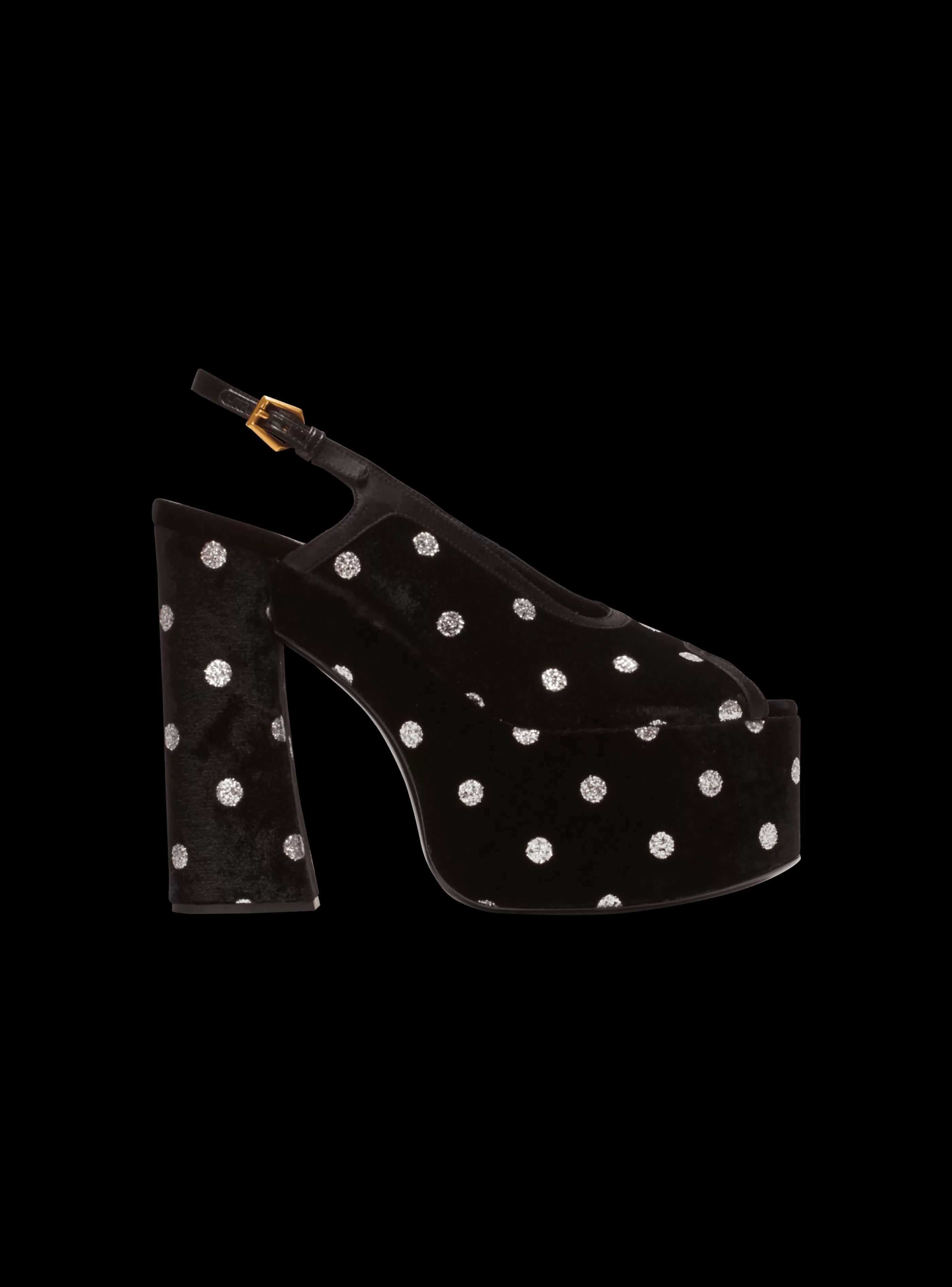 Balmain Scarpe Col Tacco Alto-Cam Sandals In Velvet With Polka Dots silver