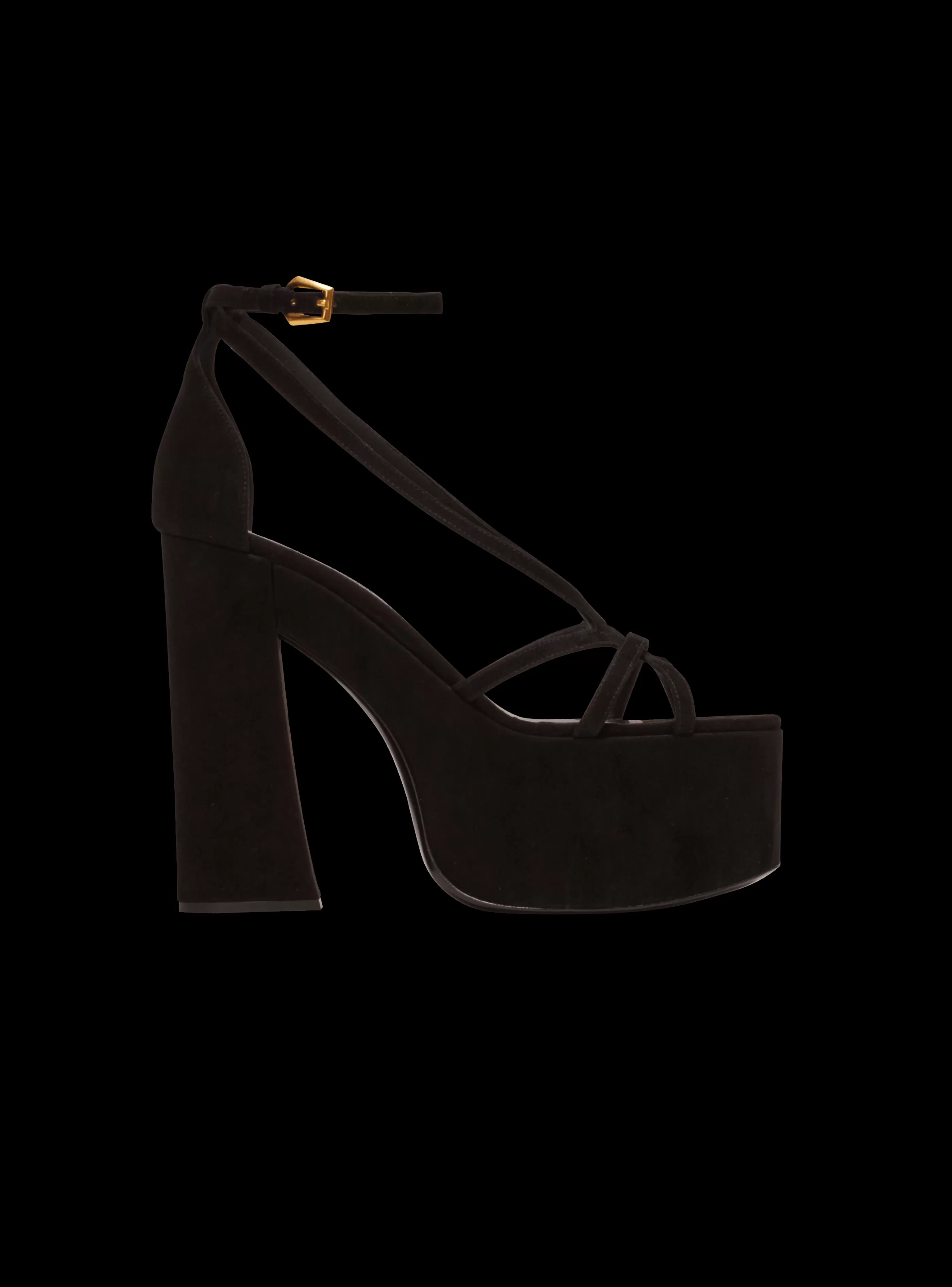 Balmain Scarpe Col Tacco Alto-Cam Suede Platform Sandals black