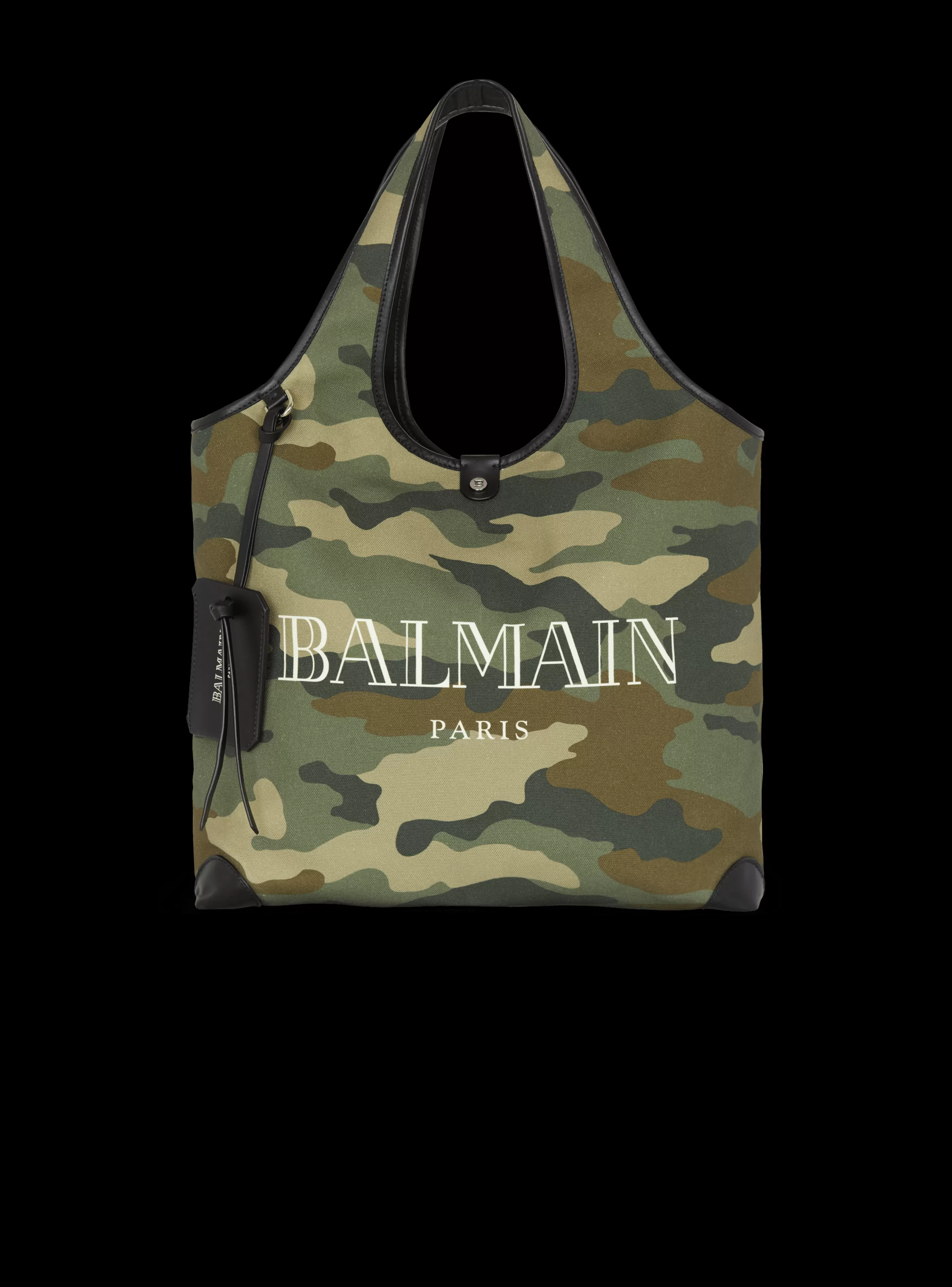 Balmain Borse E Zaini-Camouflage Canvas B-Army Grocery Bag With Vintage Logo khaki