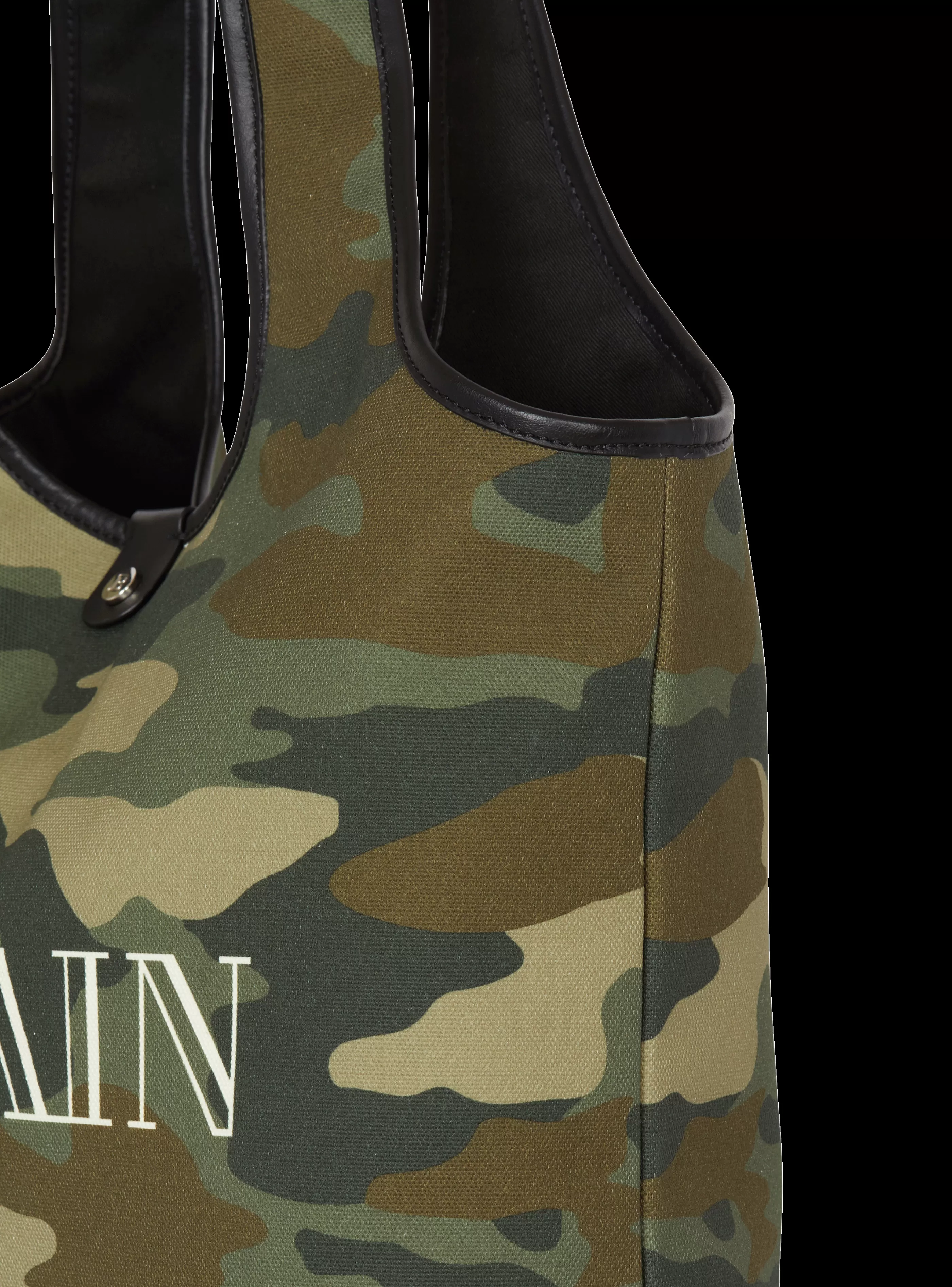 Balmain Borse E Zaini-Camouflage Canvas B-Army Grocery Bag With Vintage Logo khaki