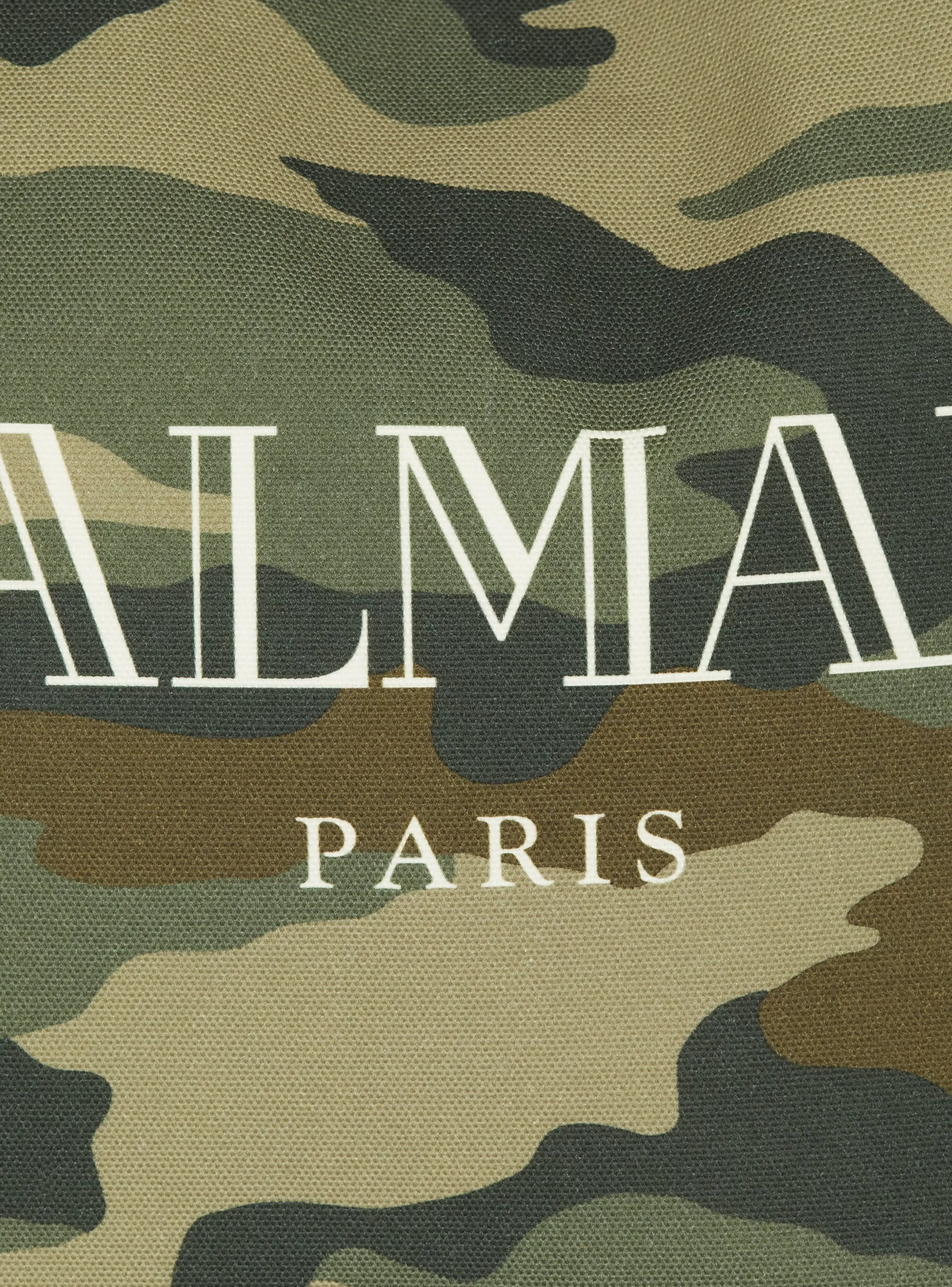 Balmain Borse E Zaini-Camouflage Canvas B-Army Grocery Bag With Vintage Logo khaki