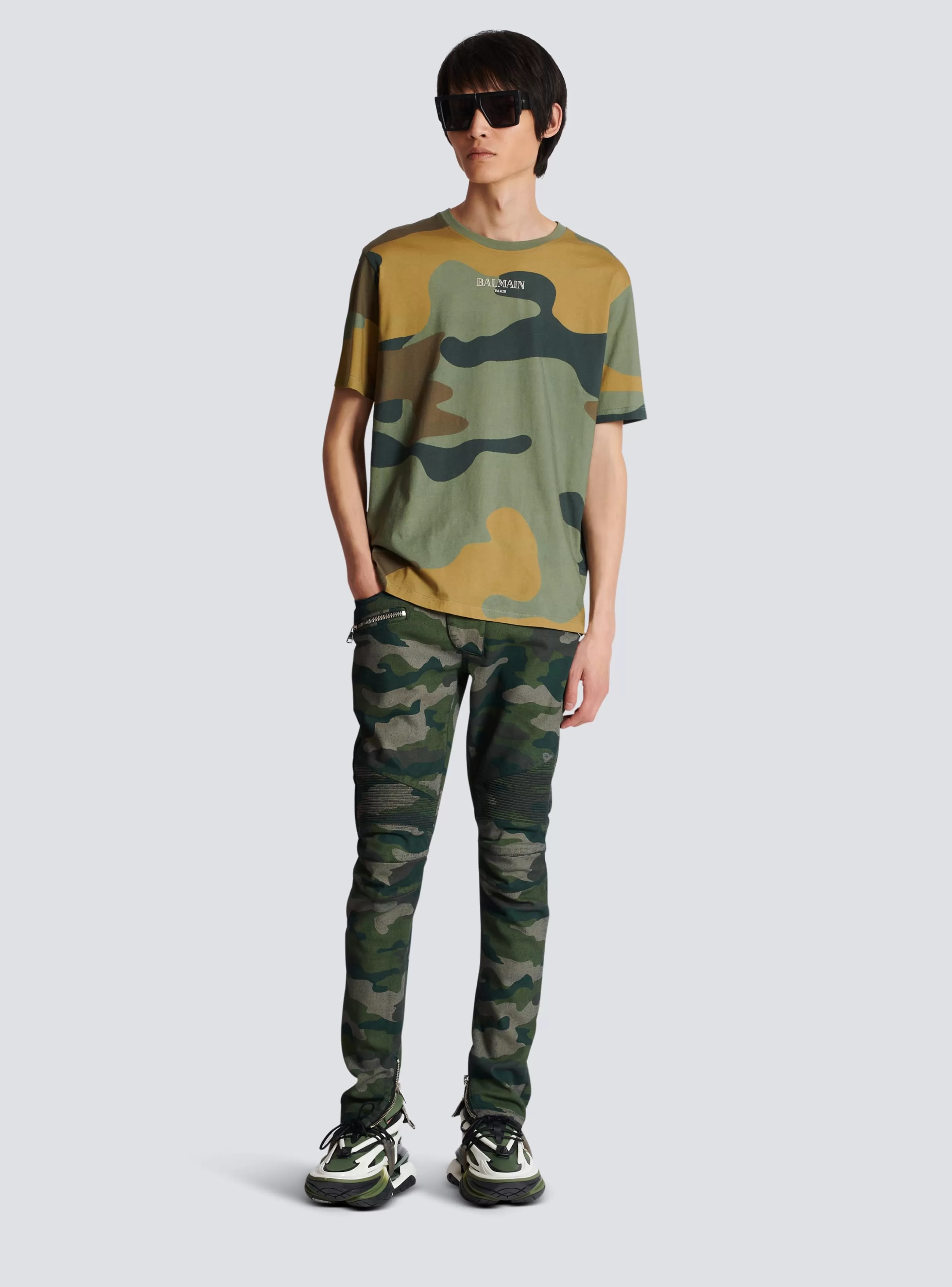 Balmain T-Shirts-Camouflage Vintage T-shirt khaki