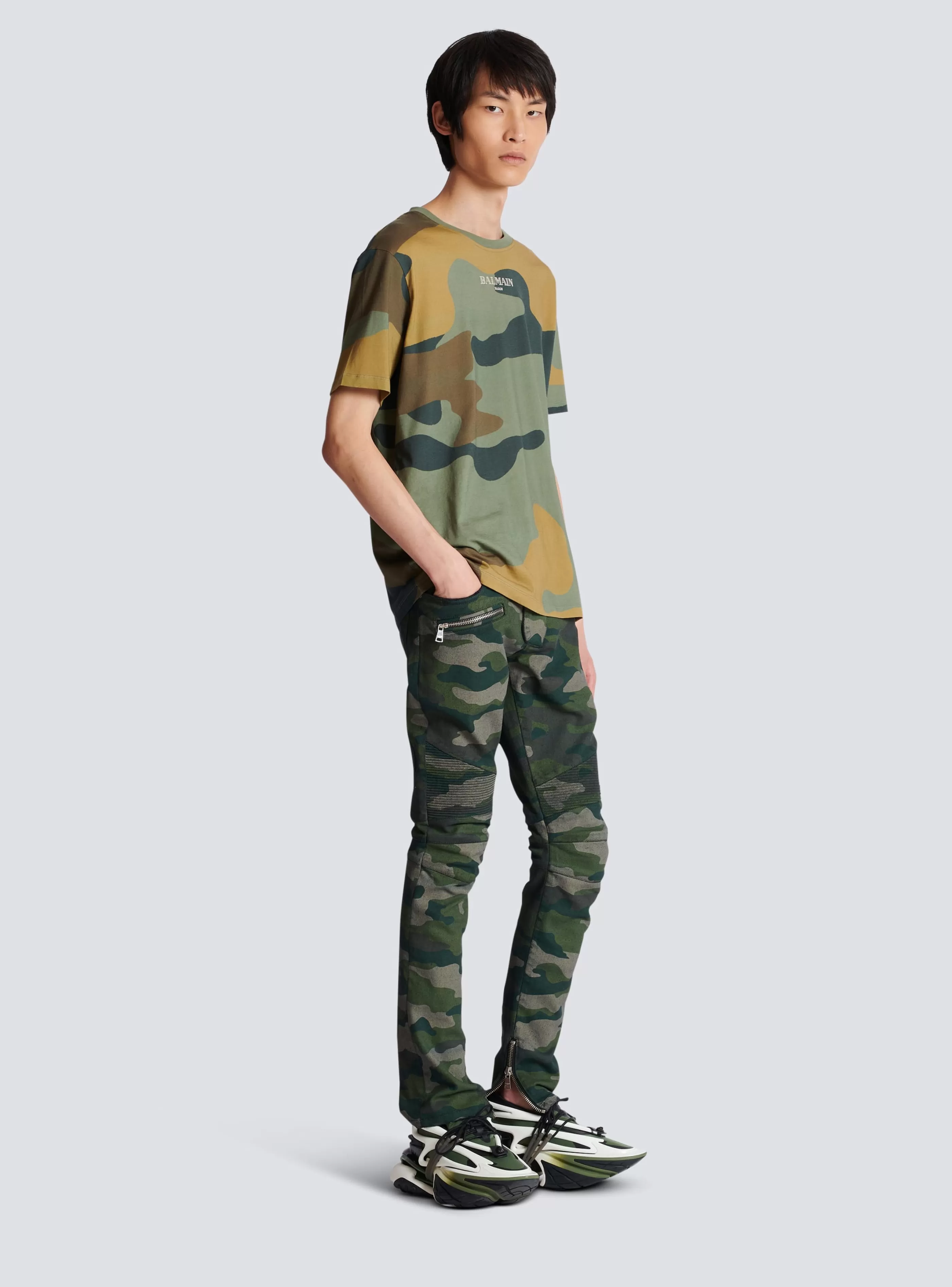 Balmain T-Shirts-Camouflage Vintage T-shirt khaki