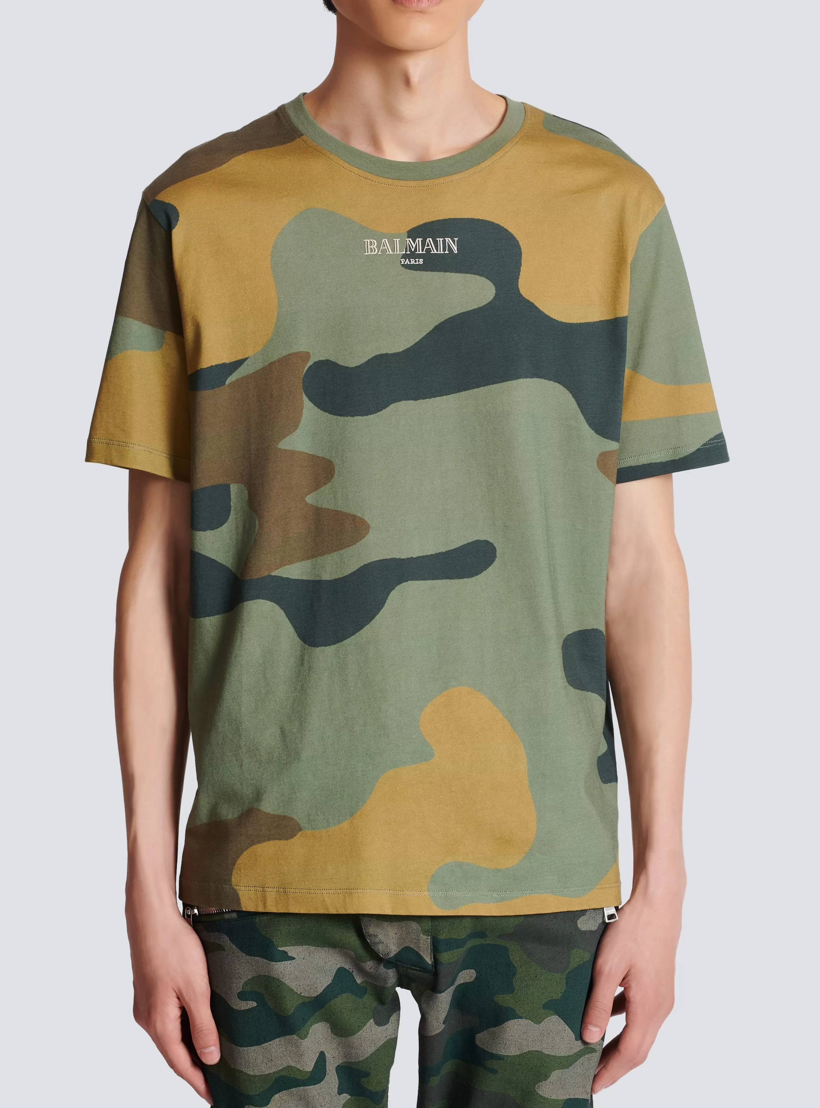 Balmain T-Shirts-Camouflage Vintage T-shirt khaki