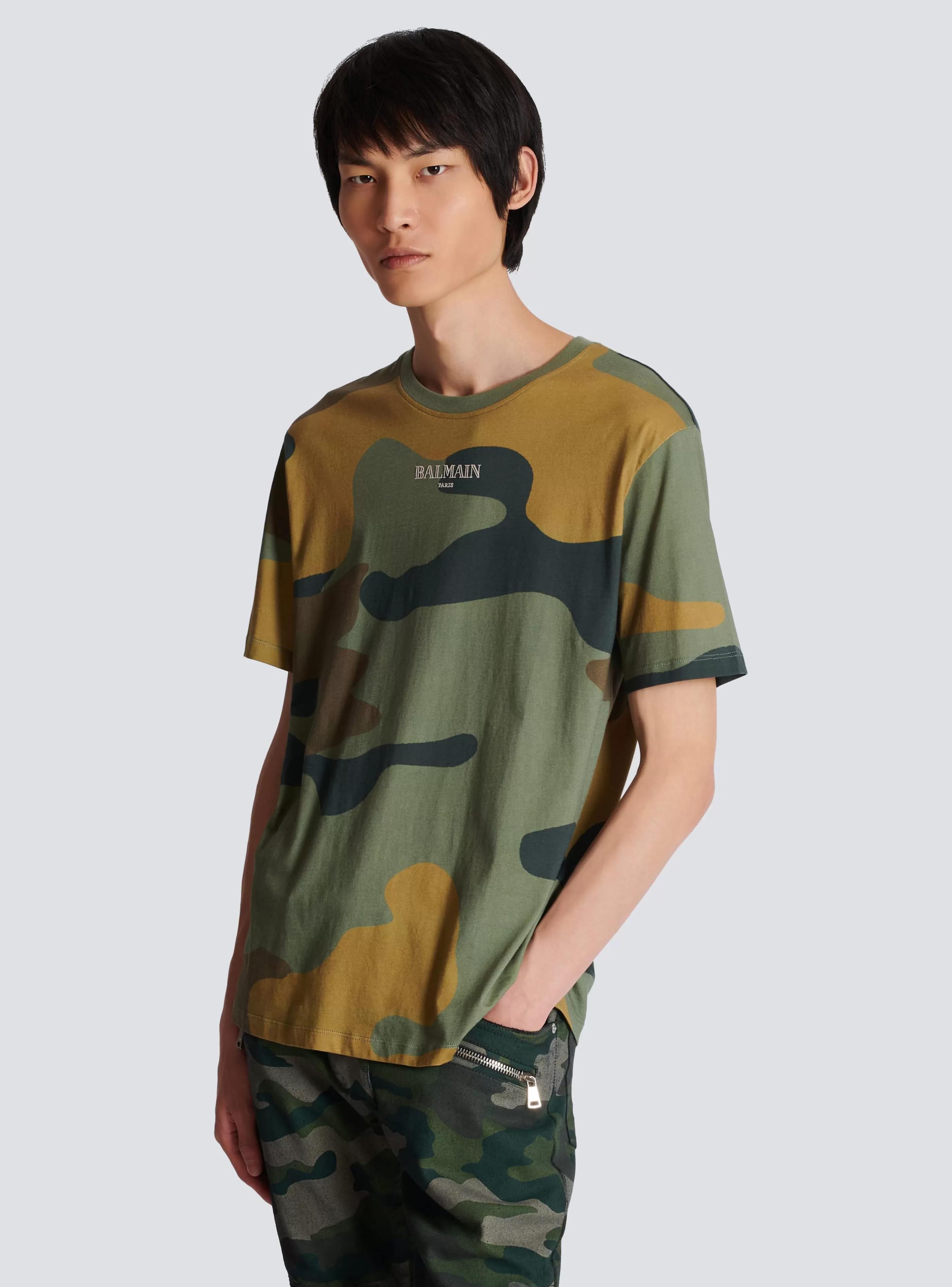 Balmain T-Shirts-Camouflage Vintage T-shirt khaki