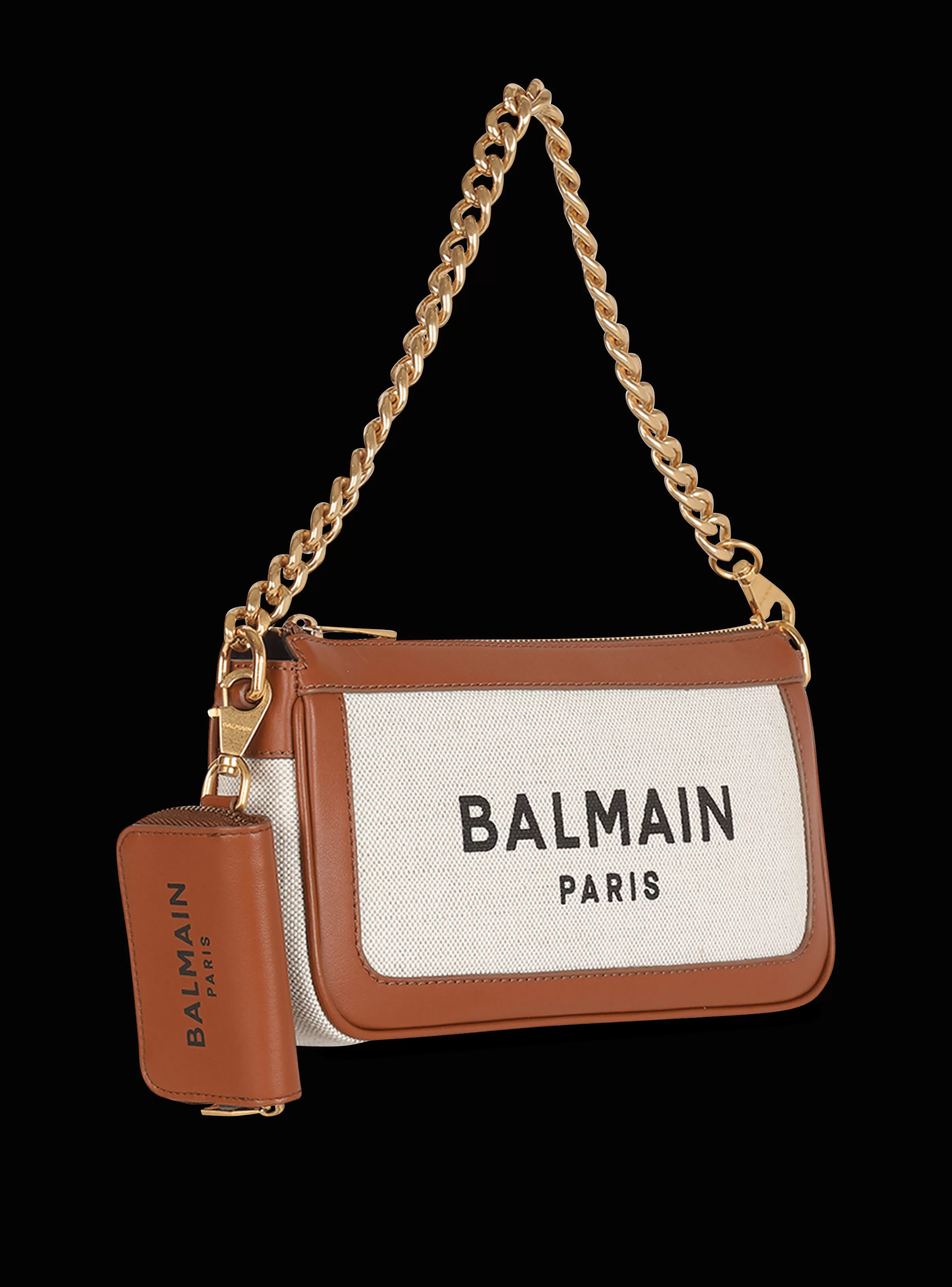 Balmain Borse A Tracolla | Borse B-Army-Canvas B-Army Clutch Bag With Leather Panels beige