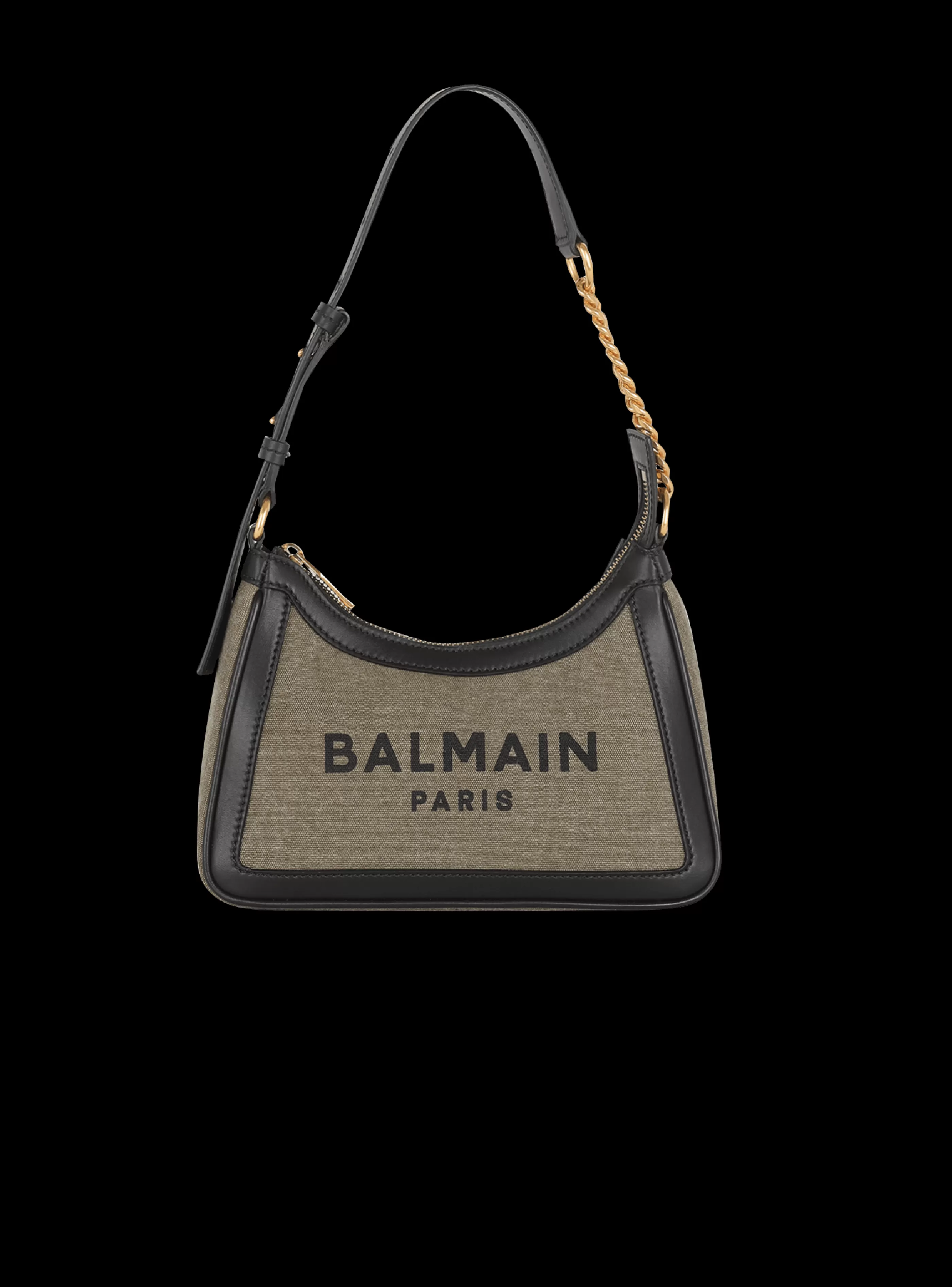 Balmain Borse A Spalla | Borse A Mano-Canvas B-Army Handbag With Leather Panels khaki