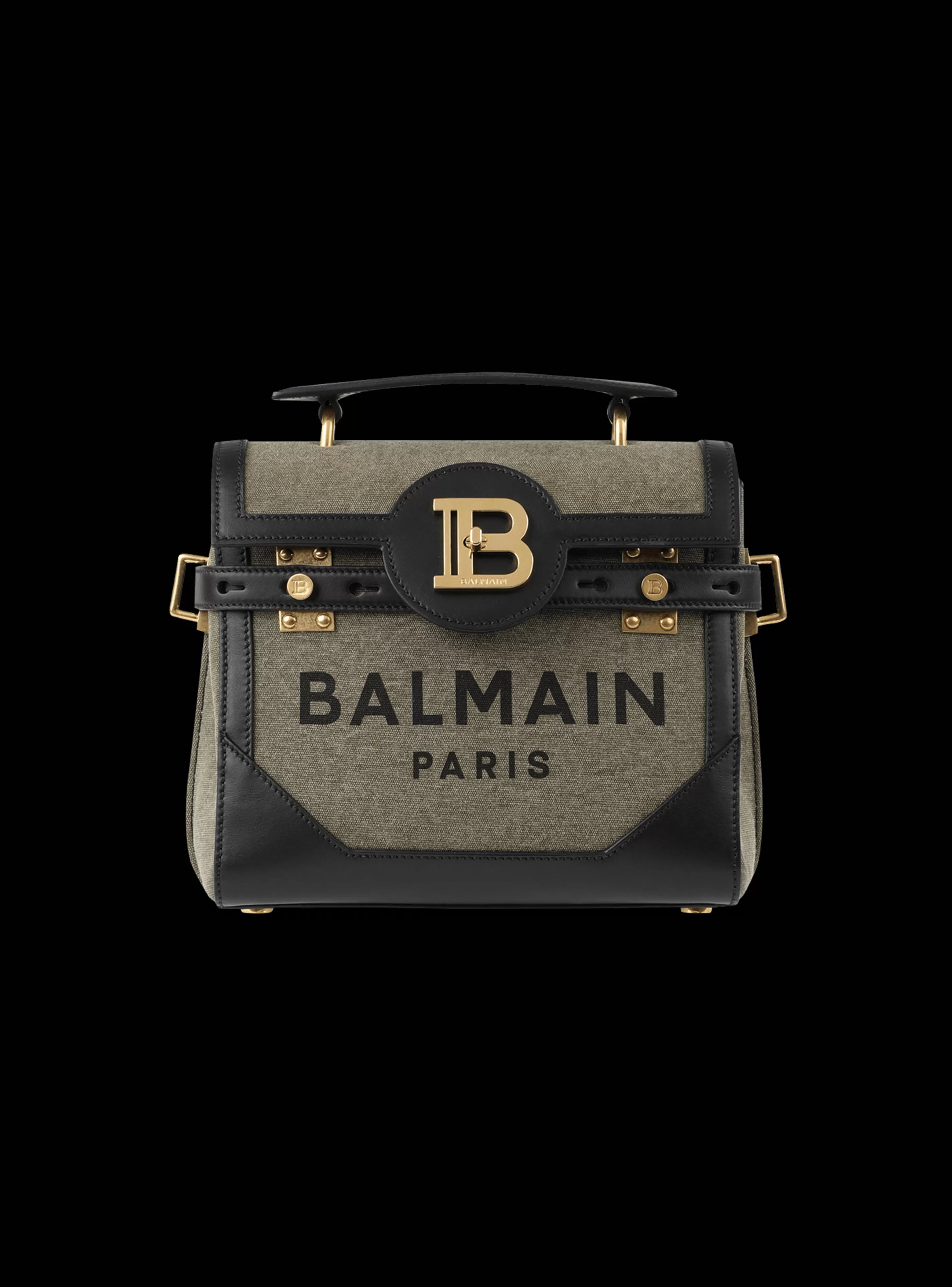 Balmain Borse A Tracolla | Borse A Mano-Canvas B-Buzz 23 Bag With Leather Panels khaki