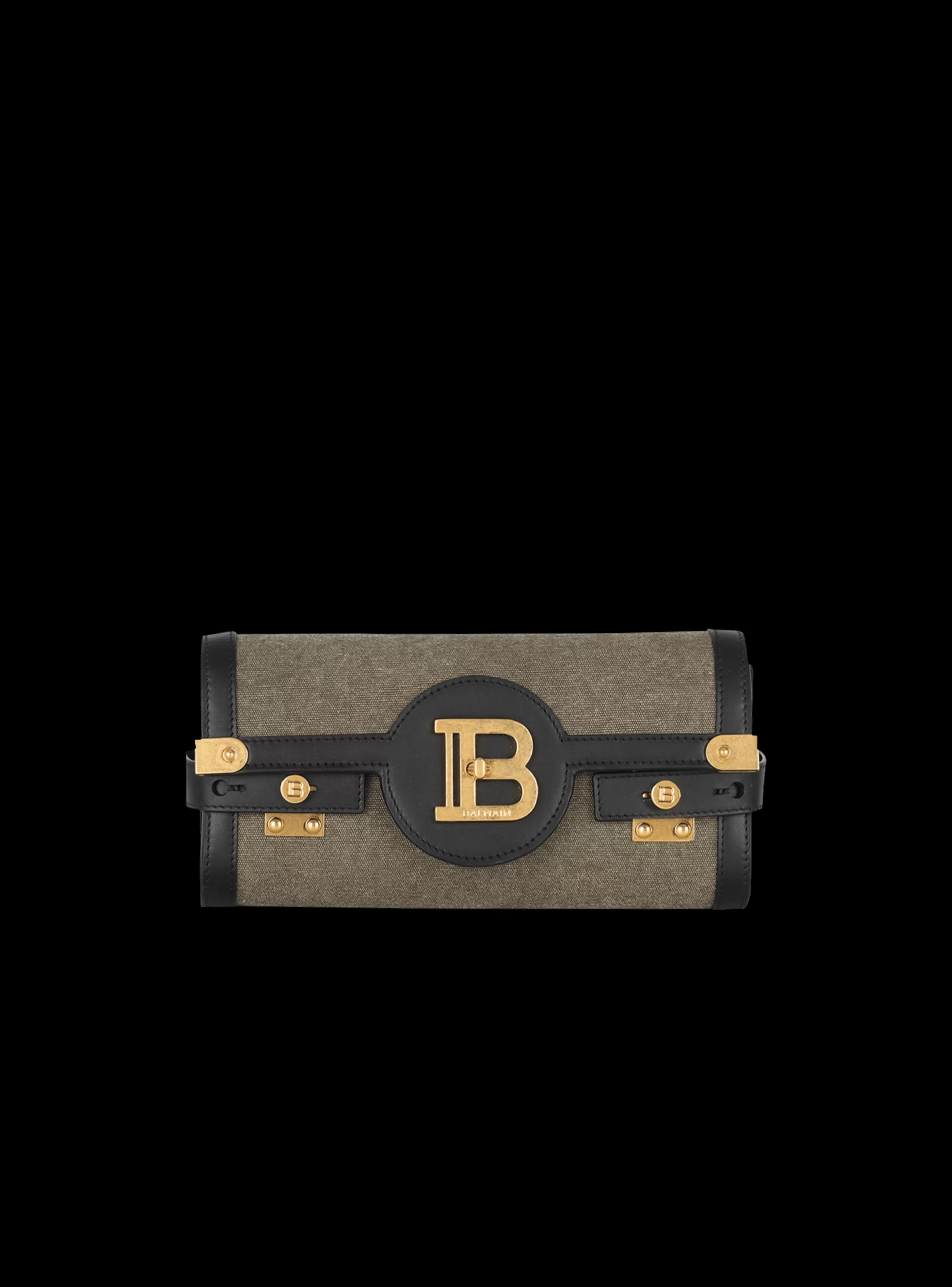 Balmain Borse Mini | Borse A Tracolla-Canvas B-Buzz 23 Clutch Bag With Leather Panels khaki