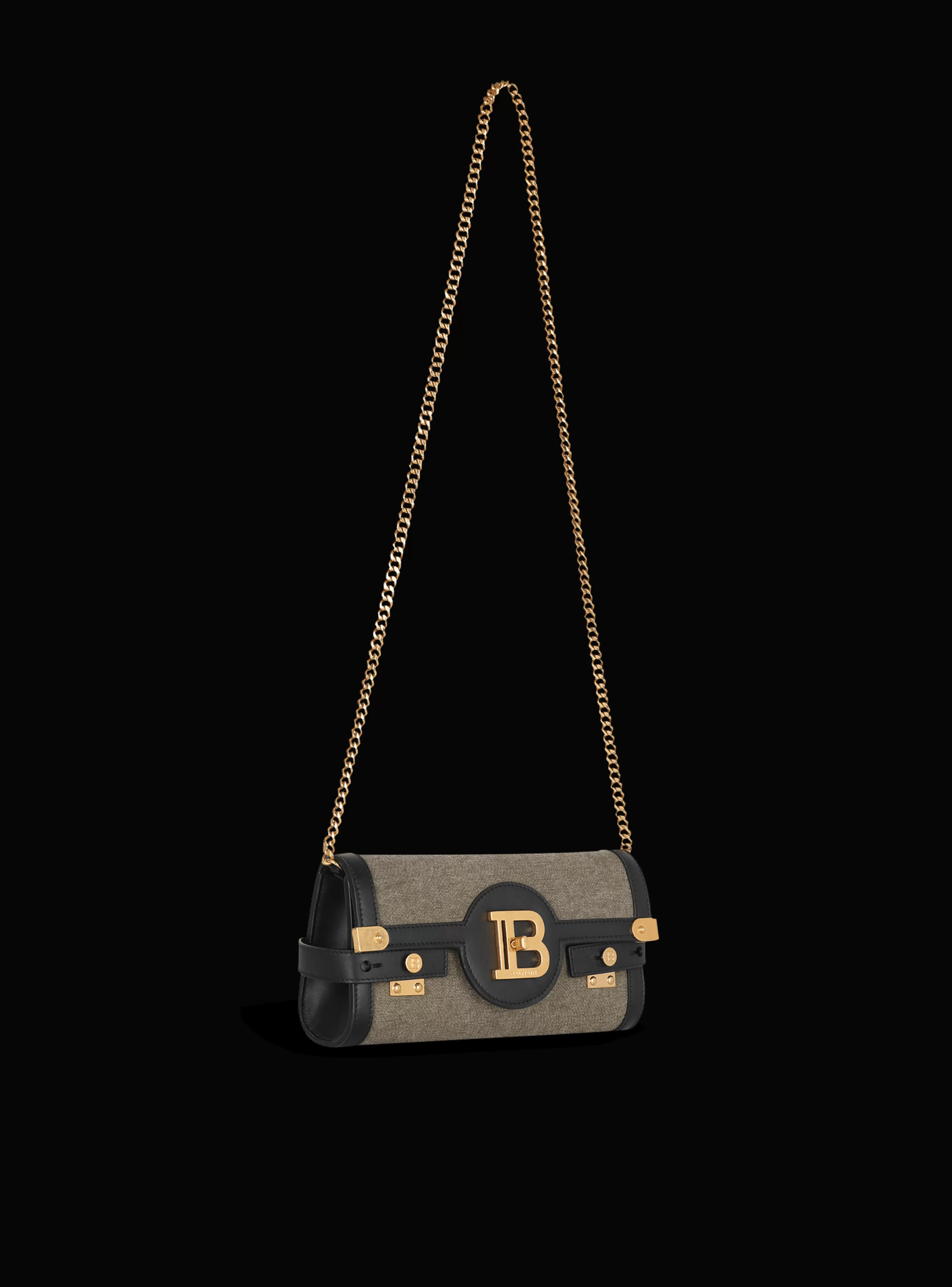 Balmain Borse Mini | Borse A Tracolla-Canvas B-Buzz 23 Clutch Bag With Leather Panels khaki