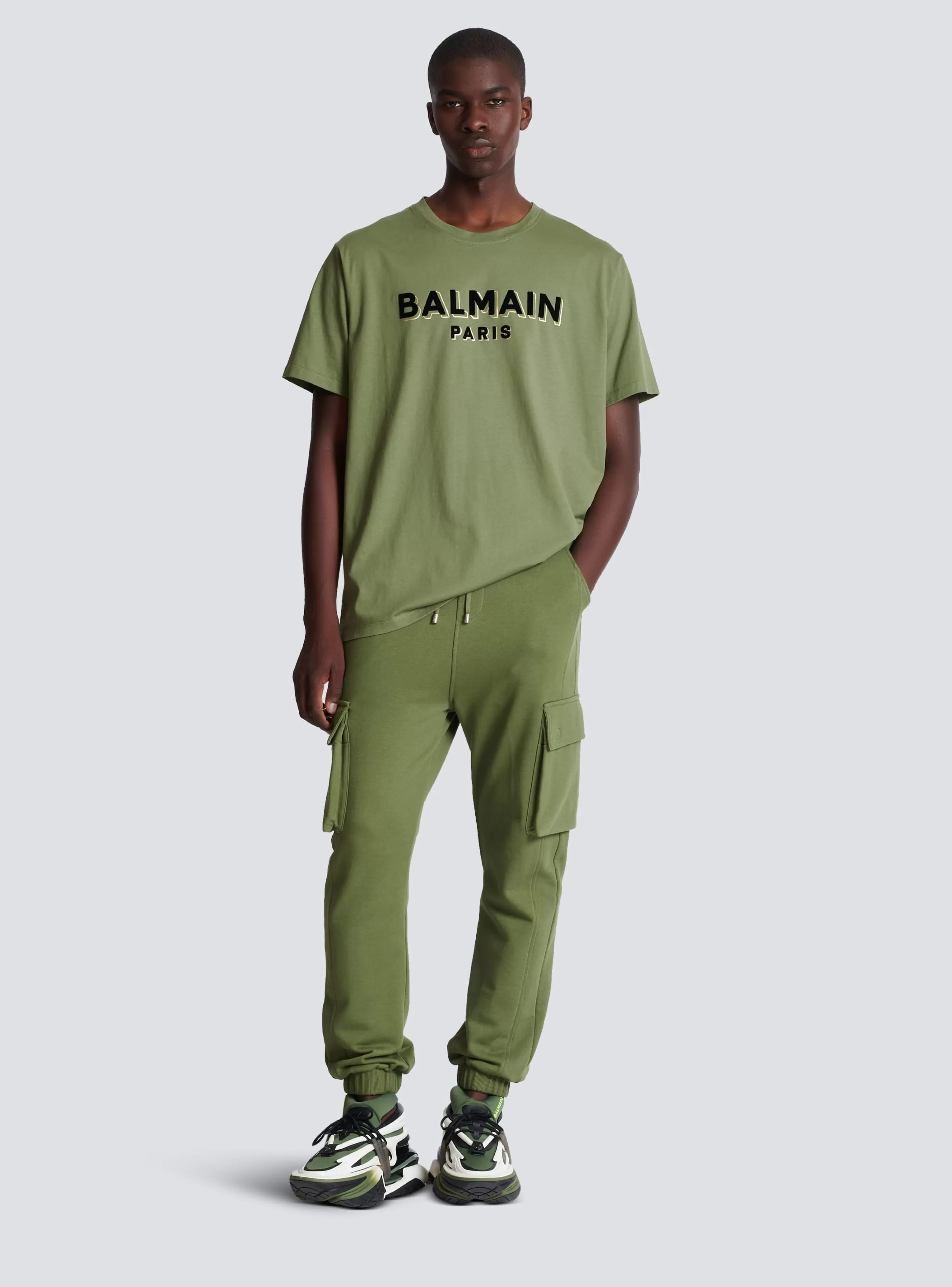 Balmain Abbigliamento Sportivo | Pantaloni E Pantaloncini-Cargo Joggers With Paris Print khaki