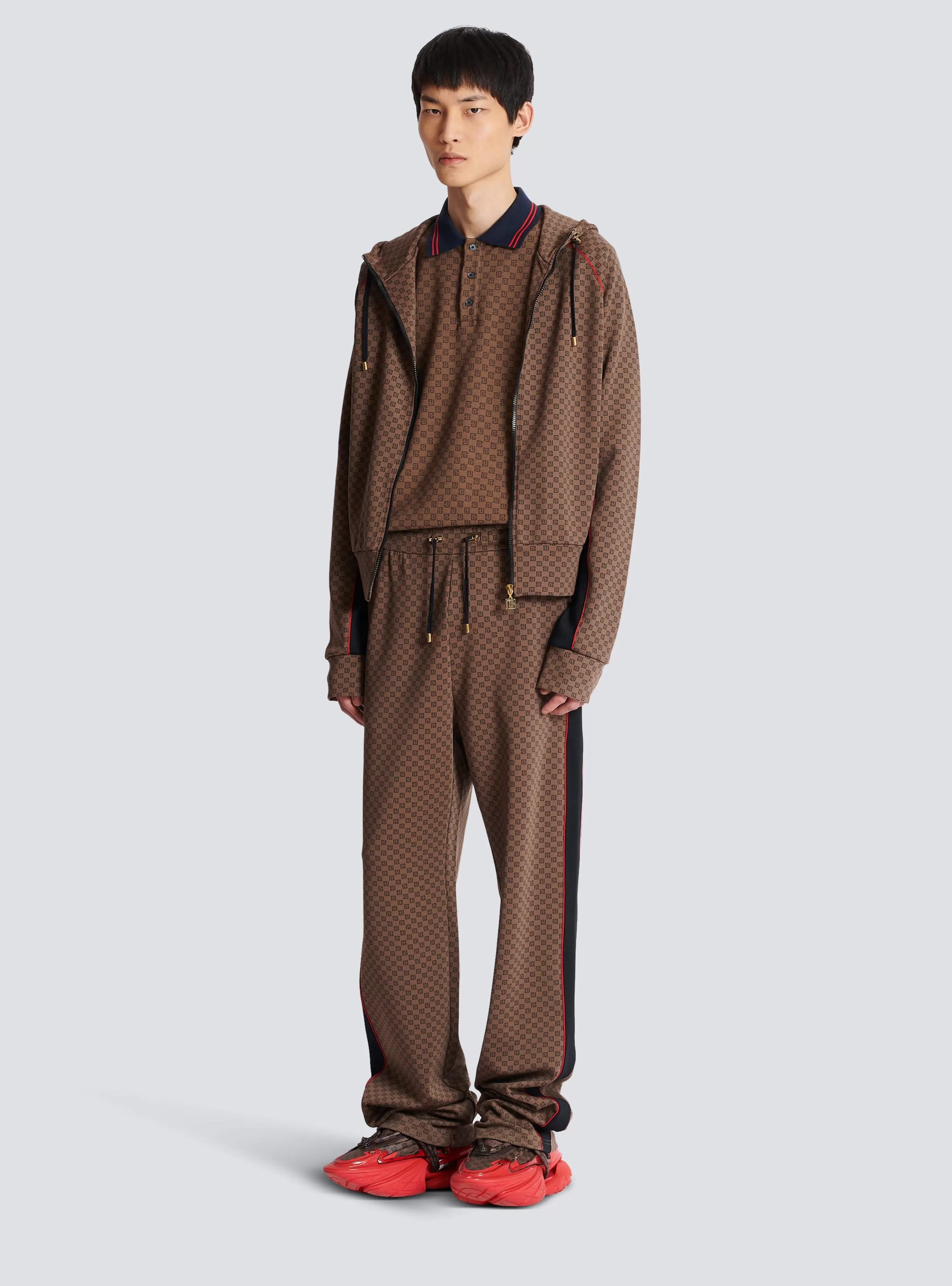 Balmain Abbigliamento Sportivo | Pantaloni E Pantaloncini-Casual Mini Monogrammed Trousers brown