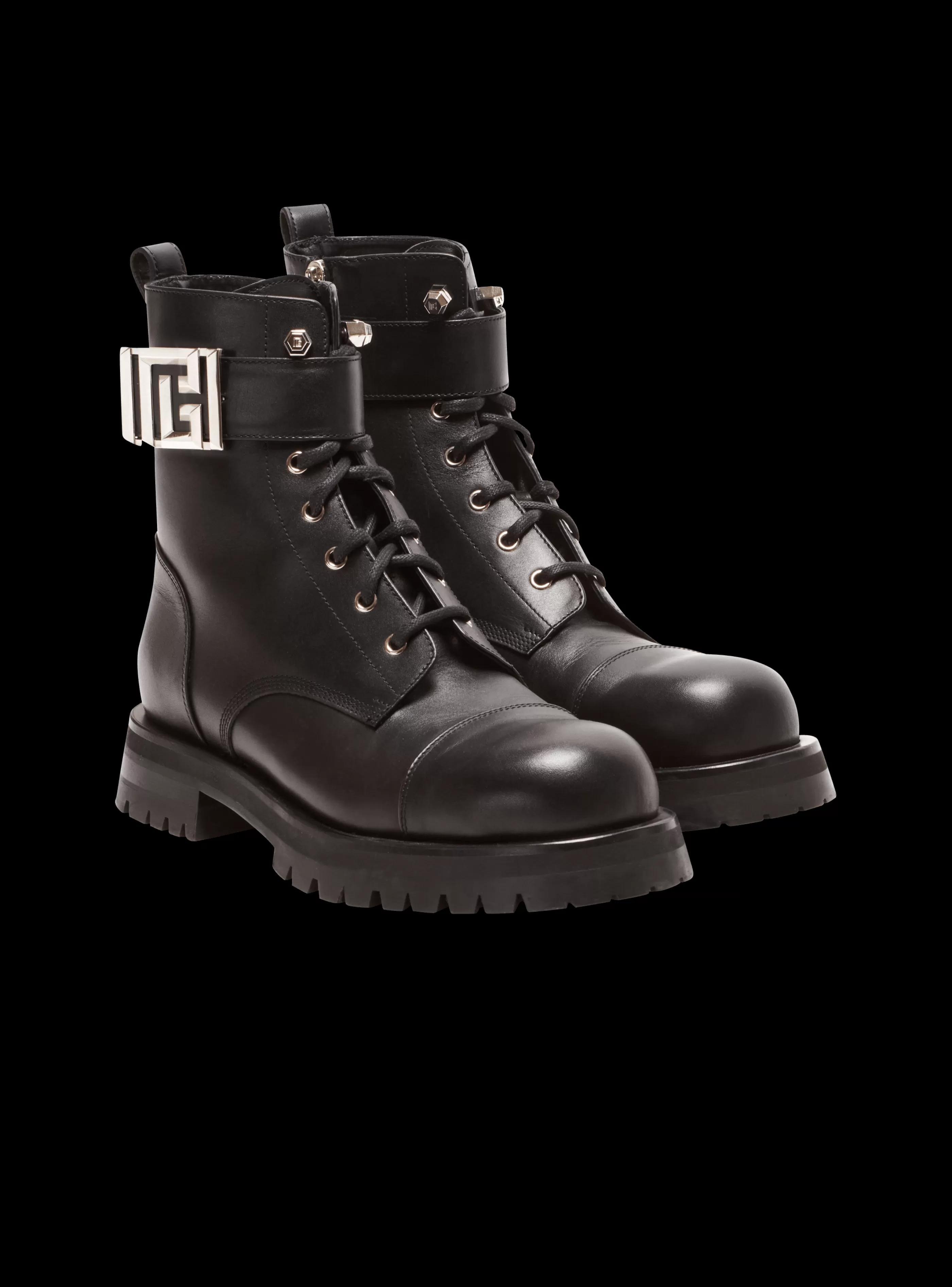 Balmain Stivali E Anfibi-Charlie Leather Ranger Boots black