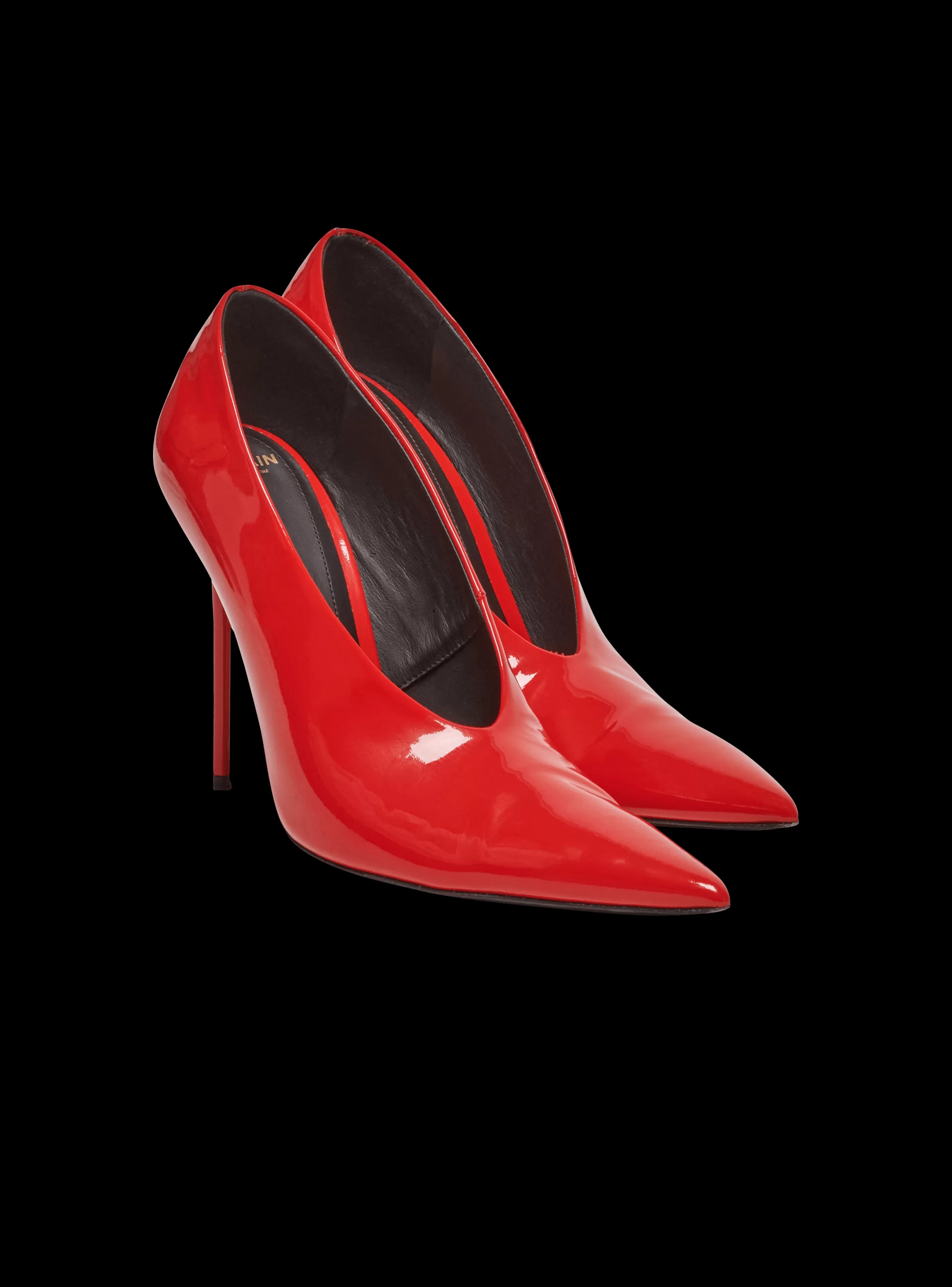 Balmain Scarpe Col Tacco Alto-Clara Patent Leather Pumps red