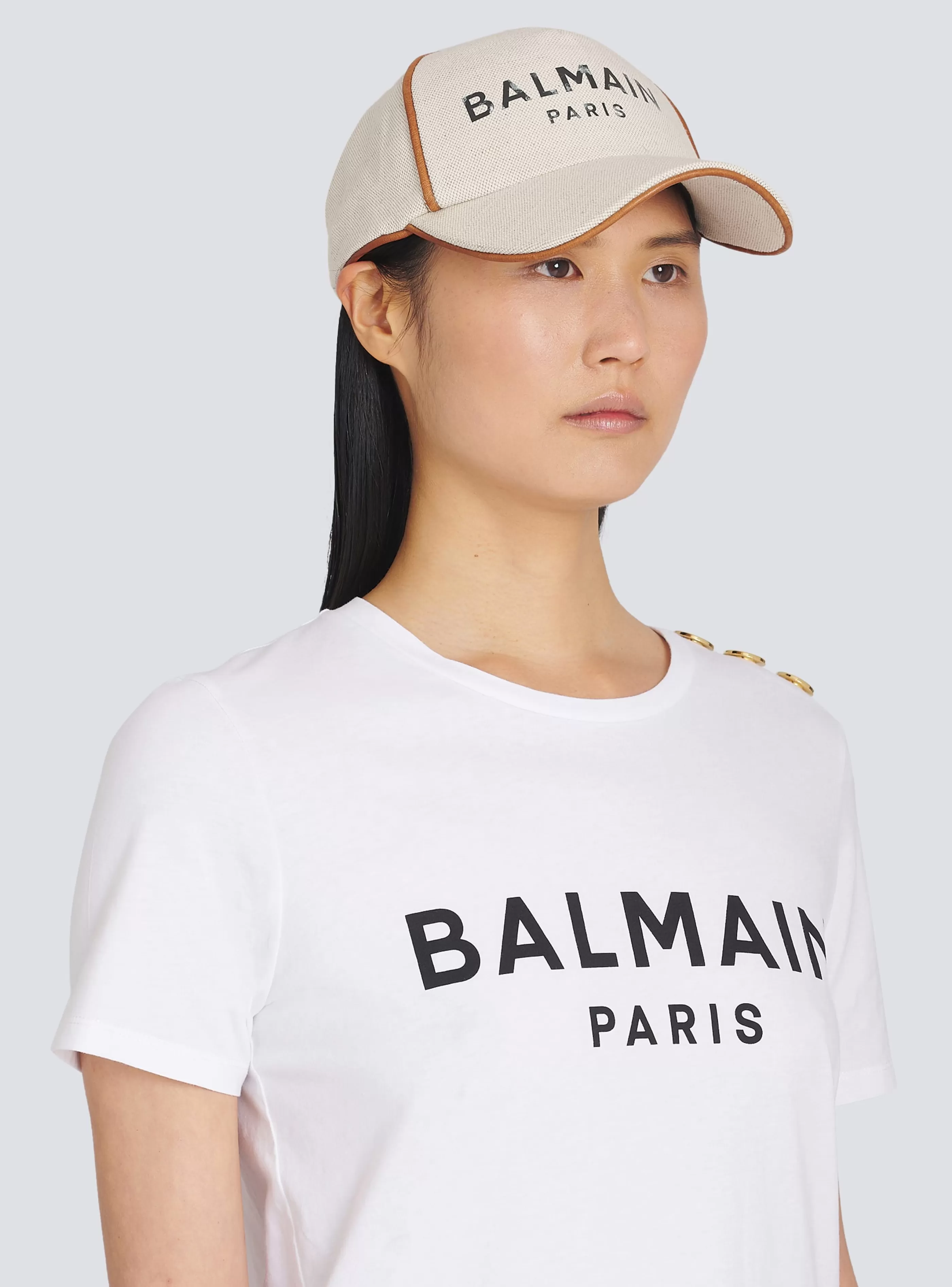 Balmain Cappelli-Cotton B-Army Cap With Logo white