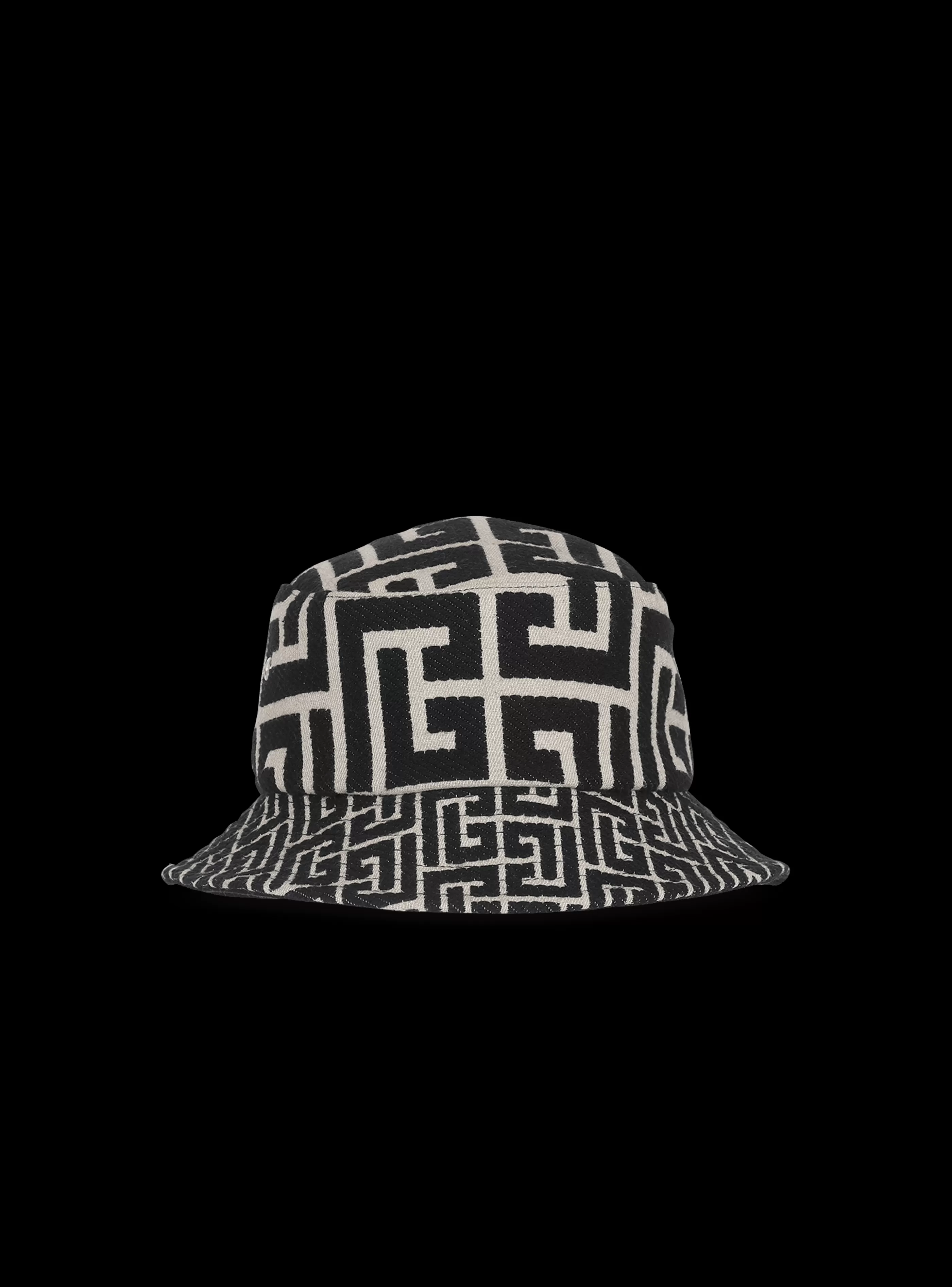 Balmain Cappelli-Cotton Canvas Bucket Hat With Paris Logo black