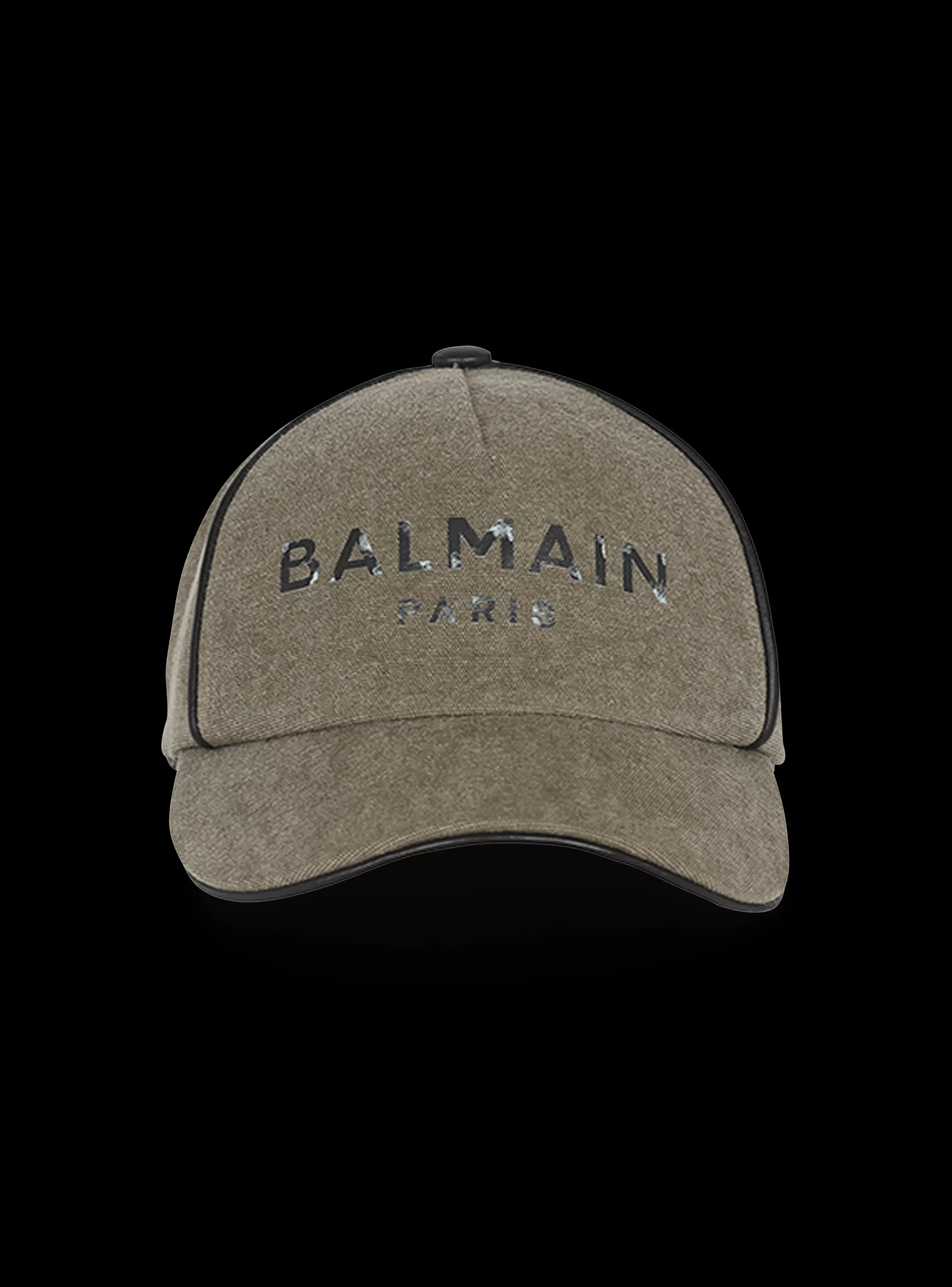 Balmain Cappelli-Cotton Canvas Cap With Paris Logo khaki