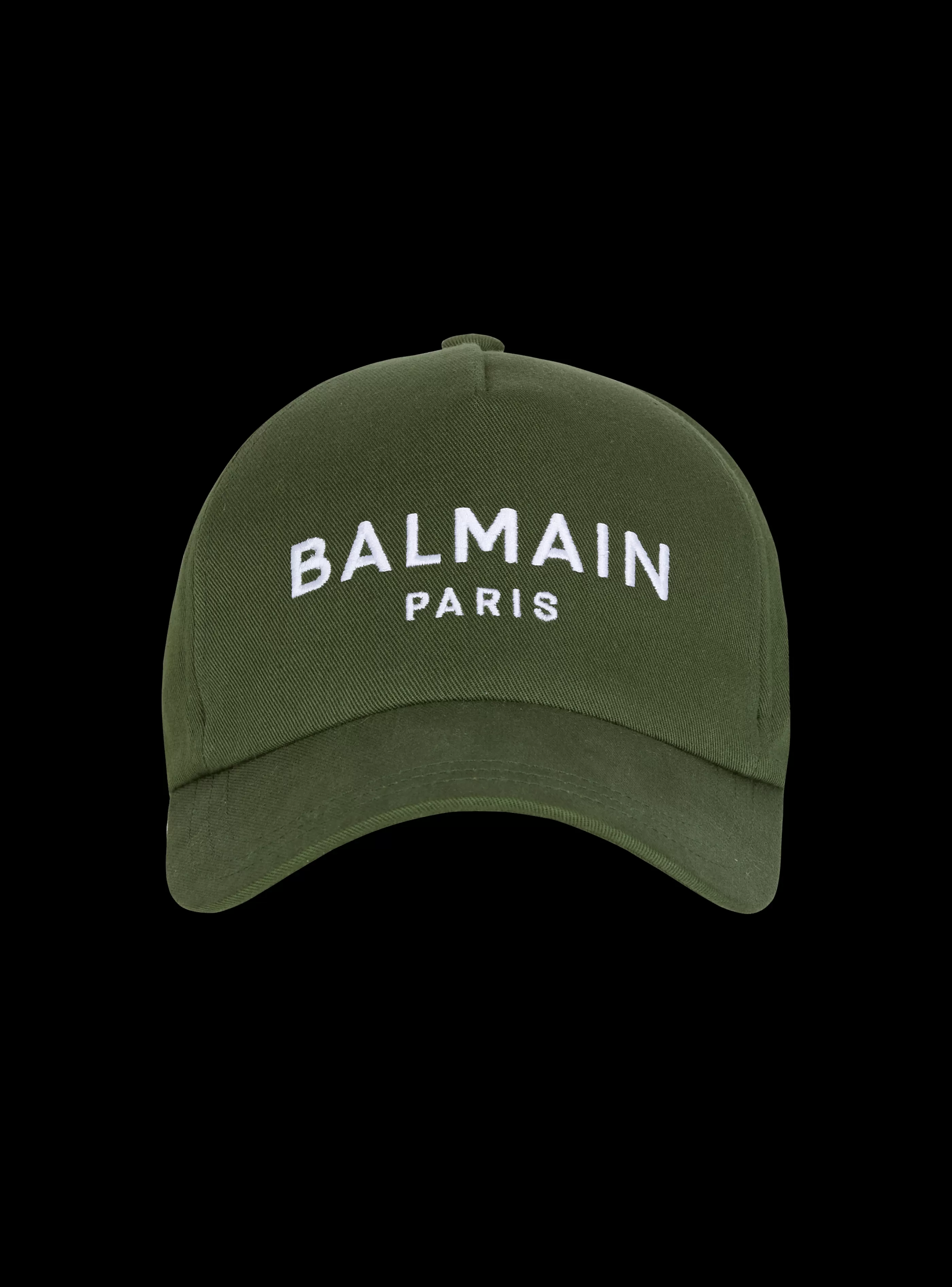 Balmain Cappelli-Cotton Cap With Paris Embroidery khaki