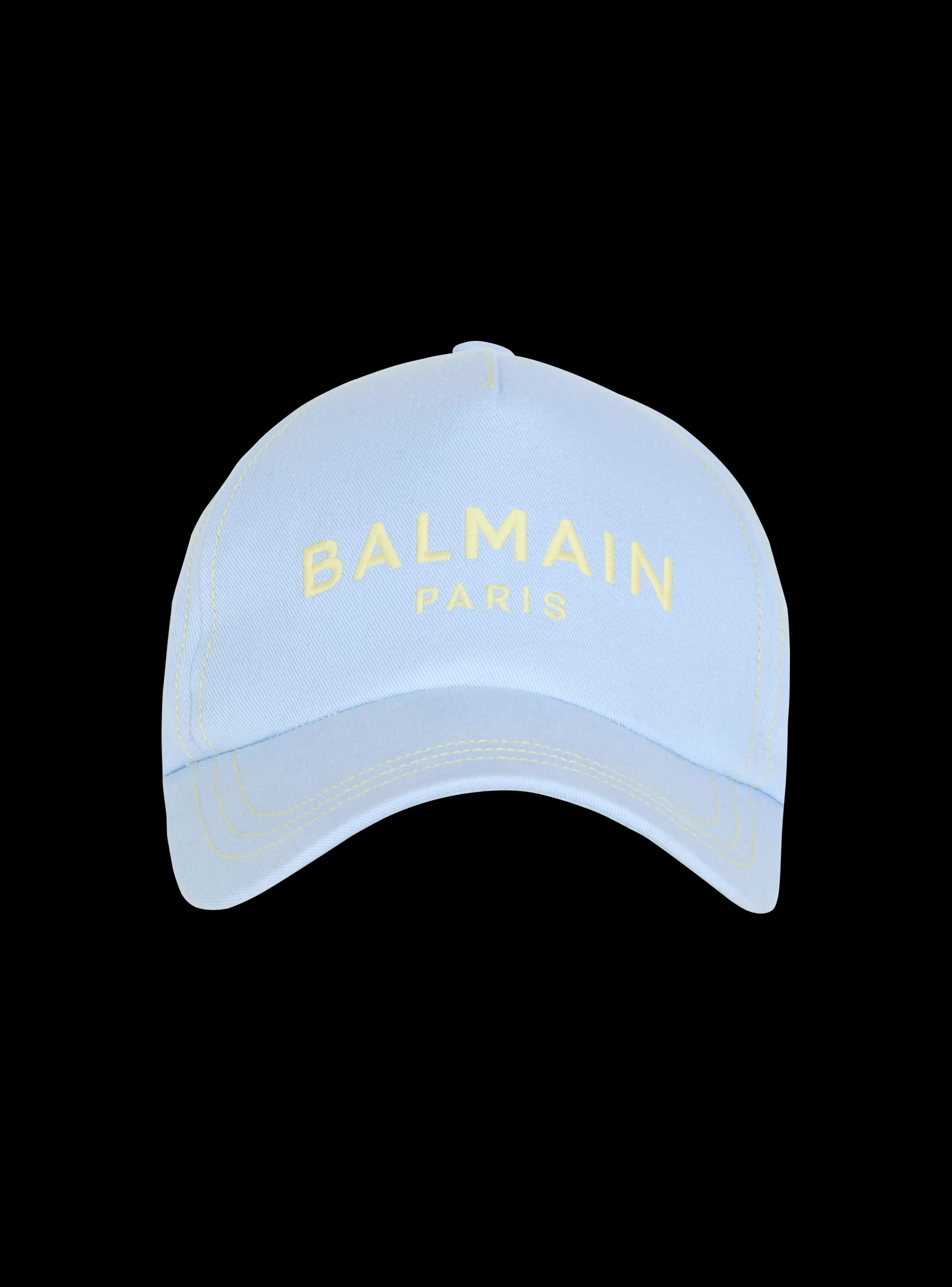 Balmain Cappelli-Cotton Cap With Paris Embroidery blue