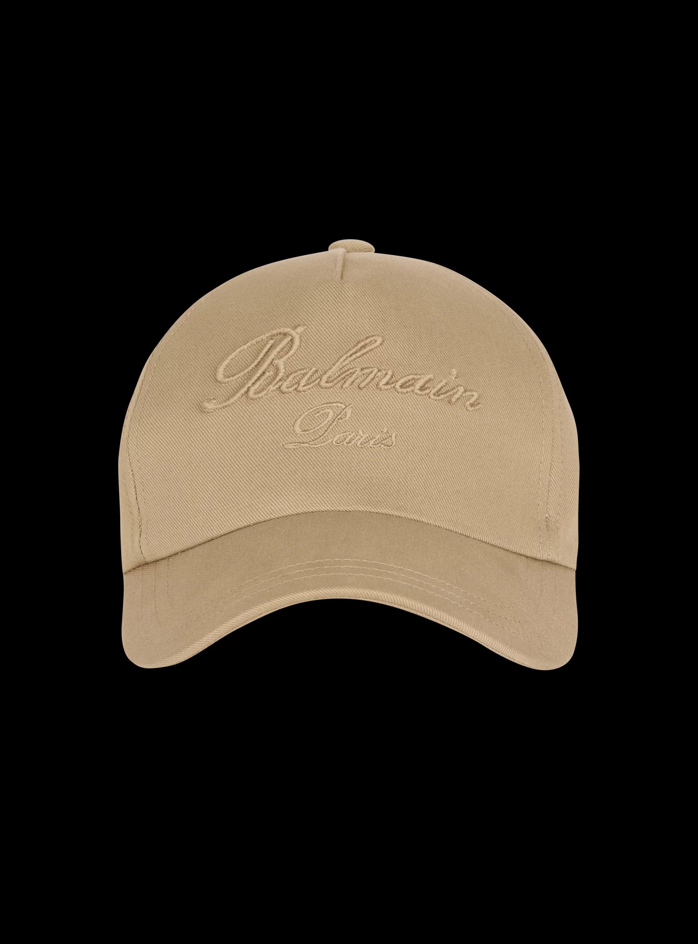 Balmain Cappelli-Cotton Cap With Signature Embroidery beige