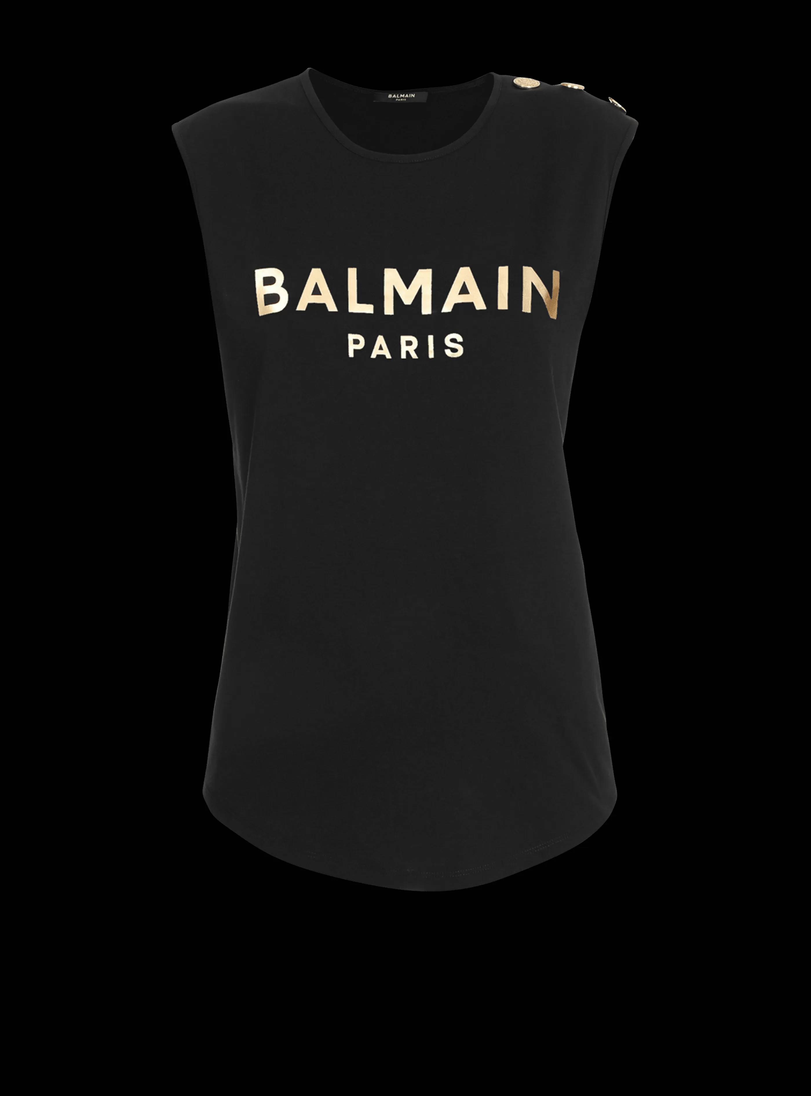 Balmain T-Shirt-Cotton T-shirt With Logo Print gold