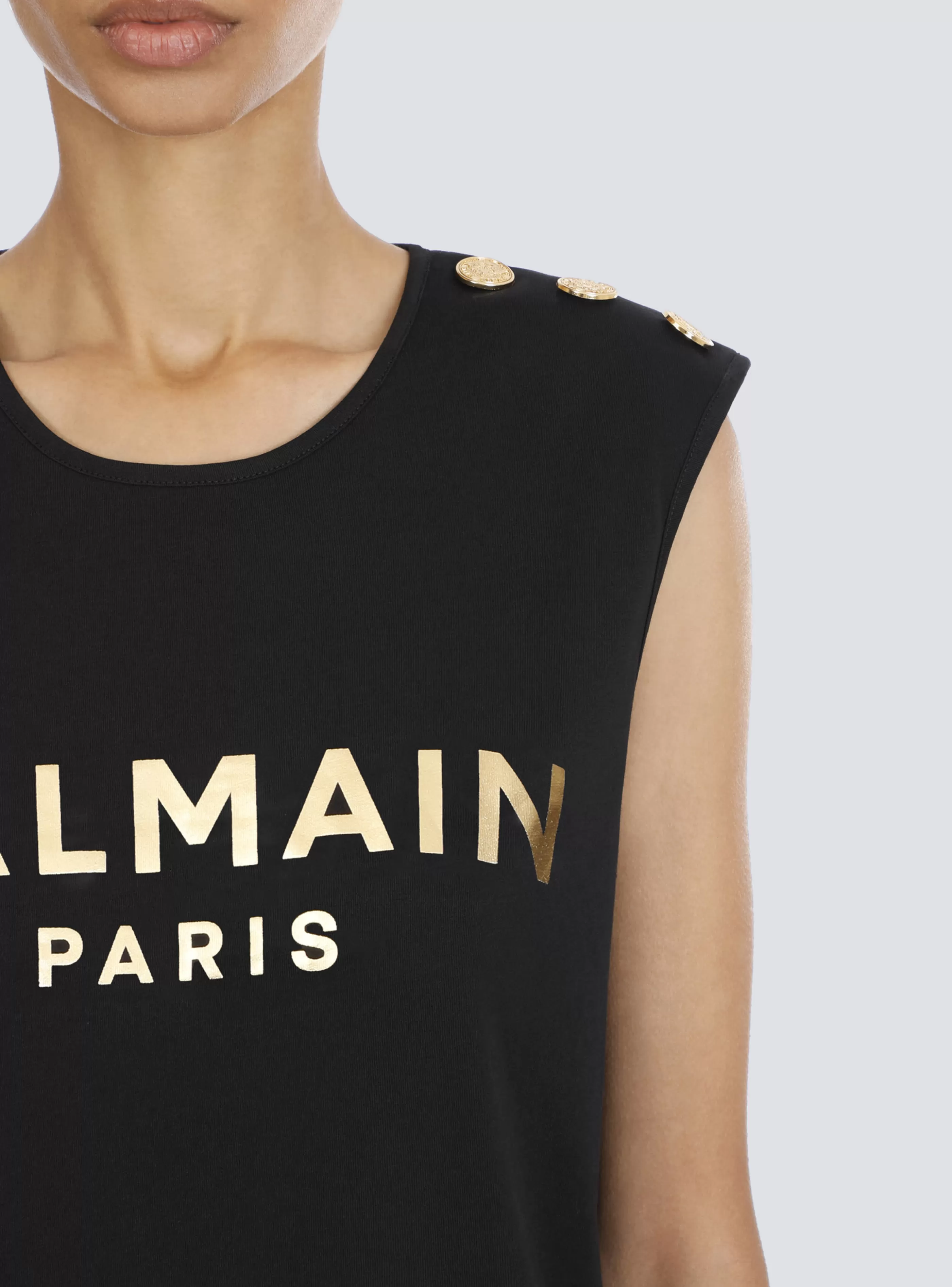 Balmain T-Shirt-Cotton T-shirt With Logo Print gold