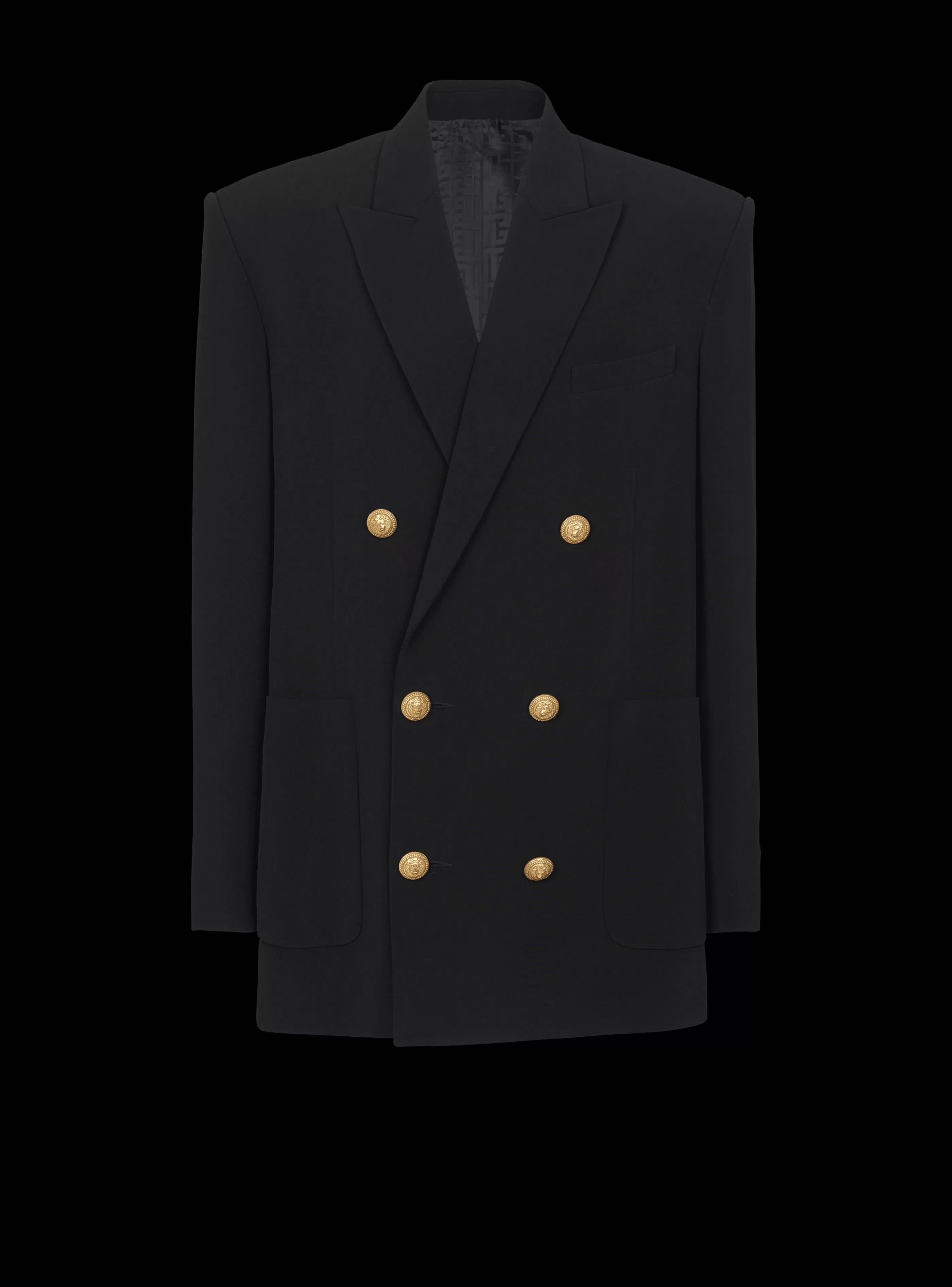 Balmain Giacche E Blazers | Giacche E Blazer-Crepe Jacket With Double-breasted Button Fastening black