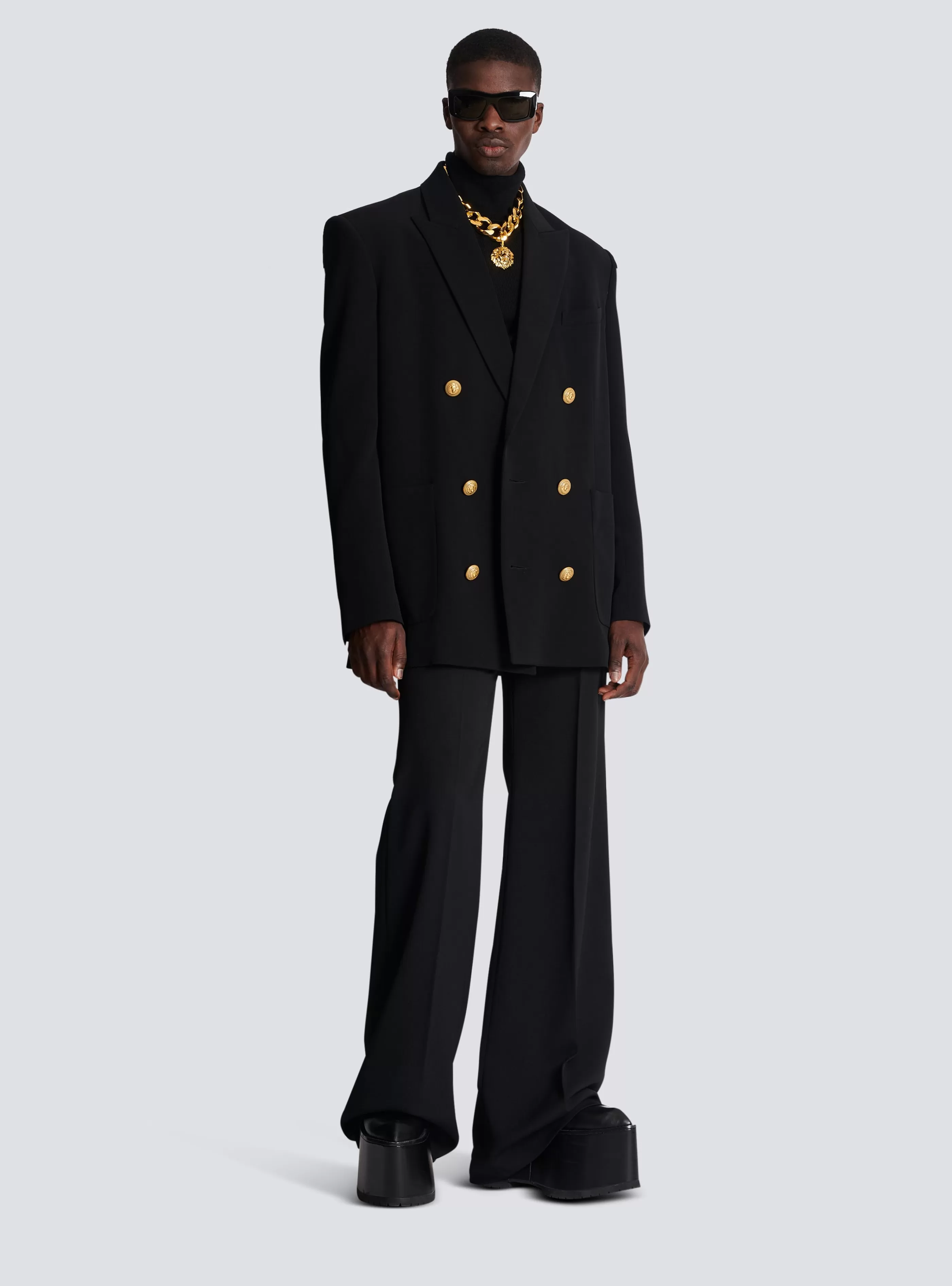 Balmain Giacche E Blazers | Giacche E Blazer-Crepe Jacket With Double-breasted Button Fastening black