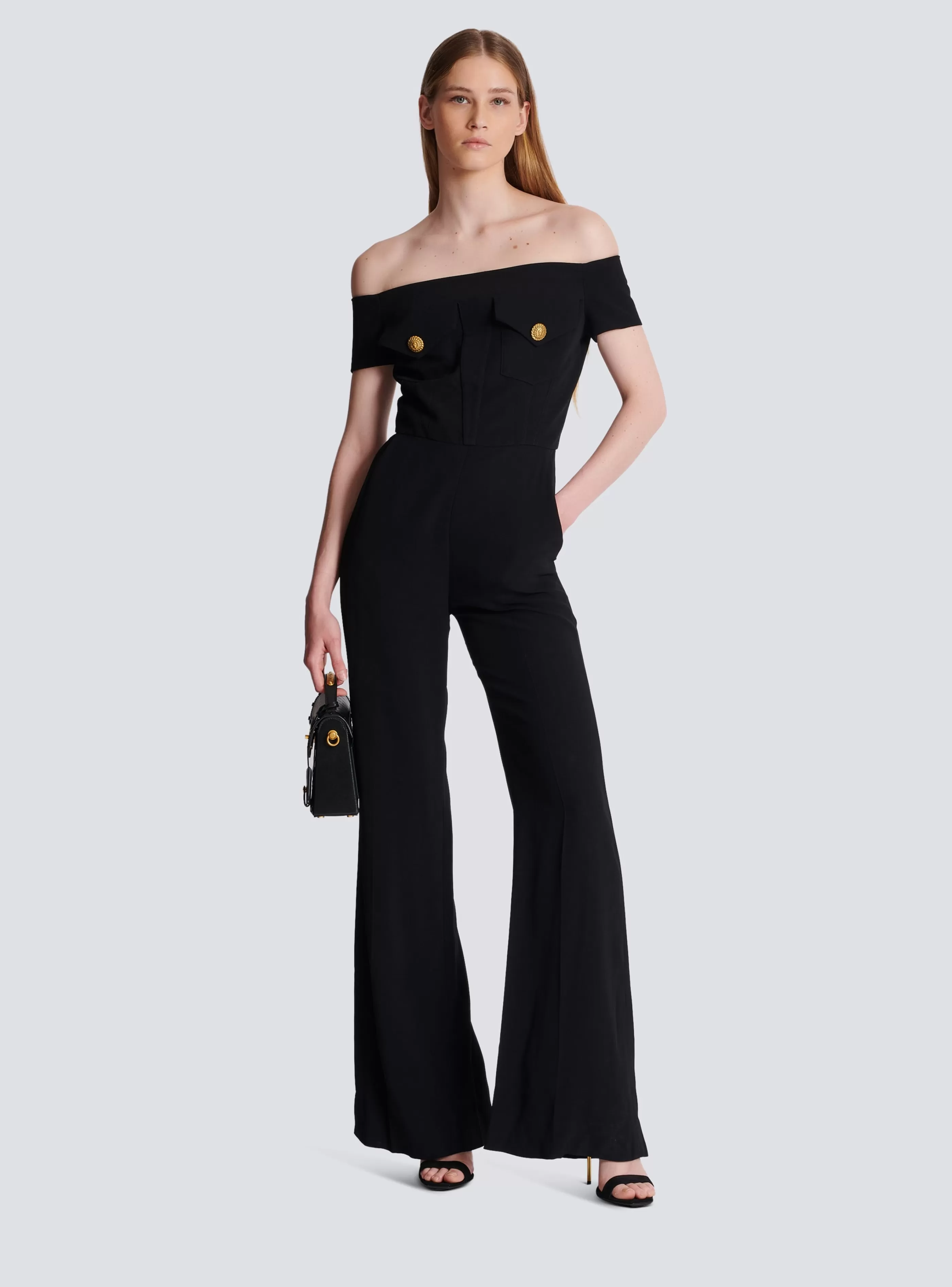 Balmain Pantaloni E Pantaloncini-Crepe Jumpsuit black