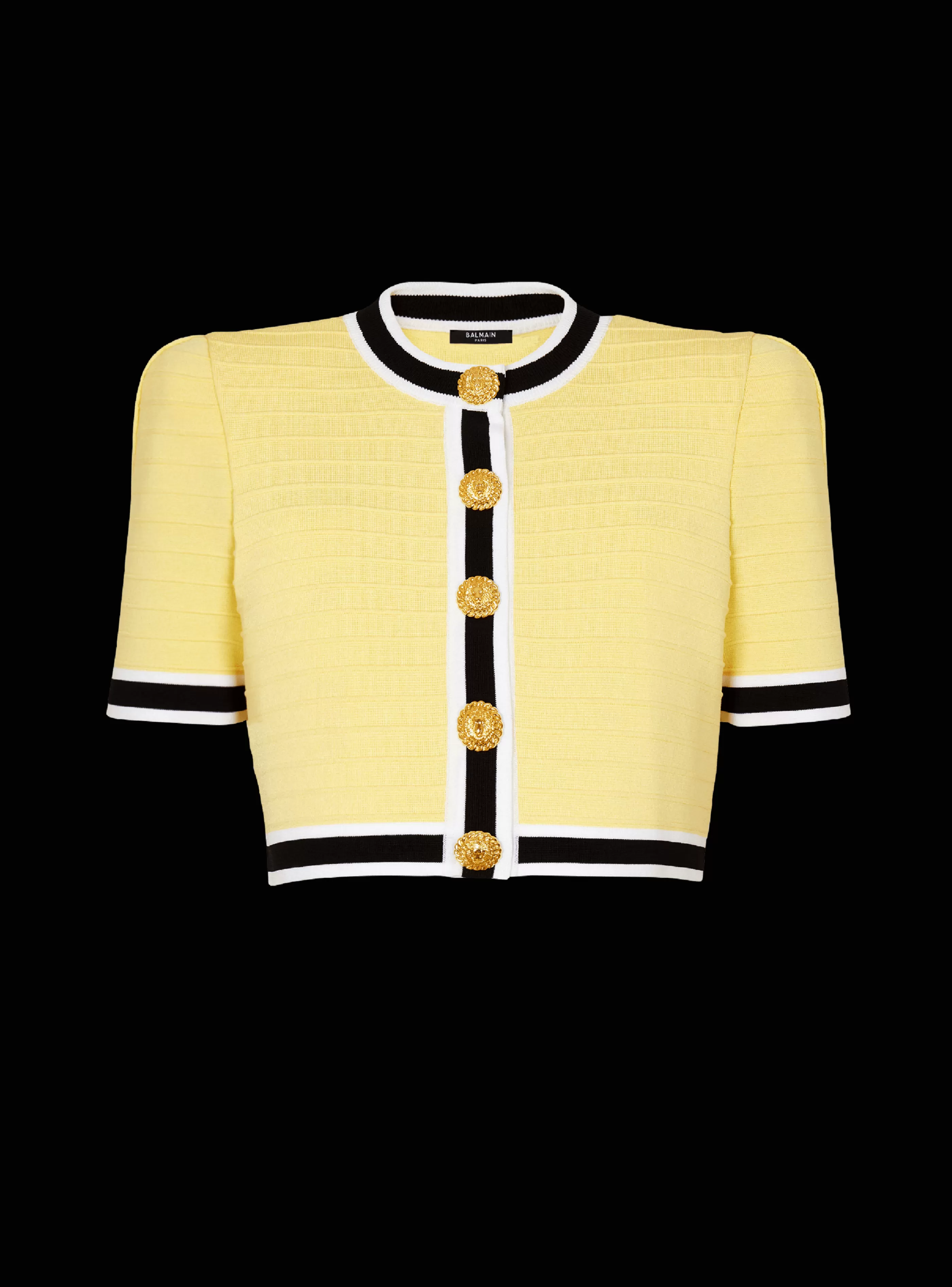 Balmain Maglieria | Top E Camicie-Cropped Knit Cardigan yellow