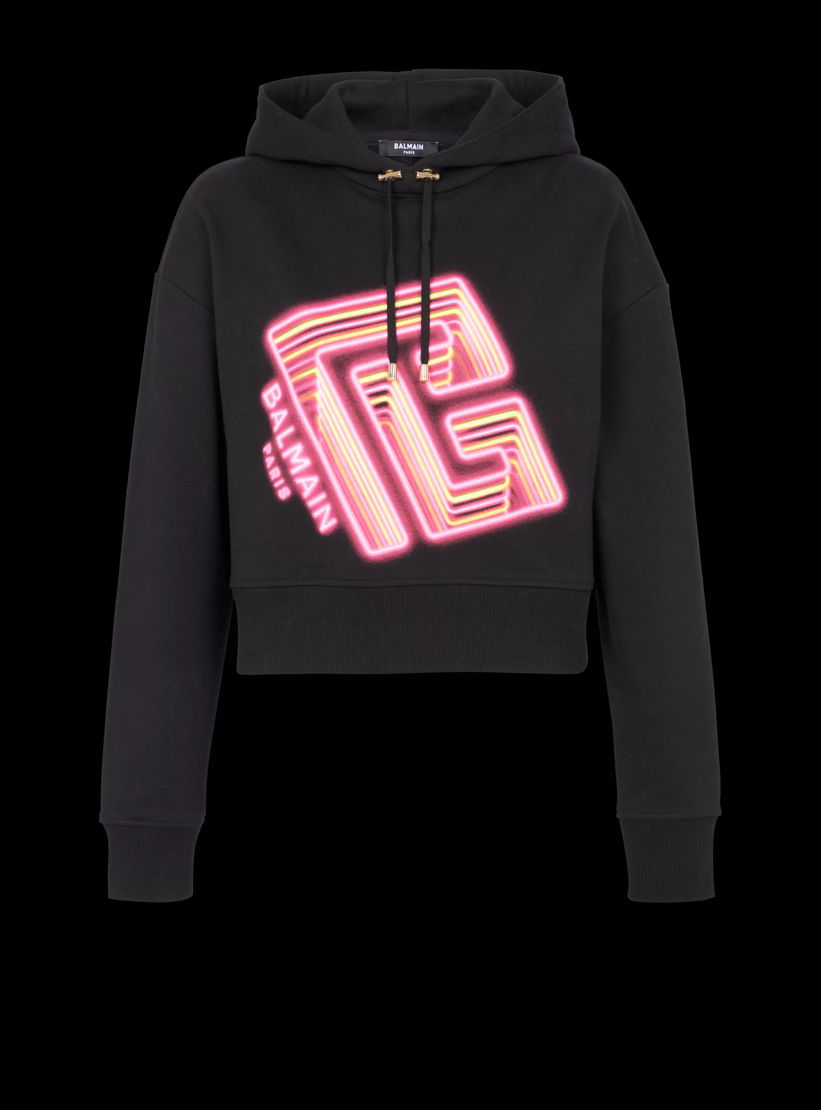 Balmain Felpe-Cropped Neon-print Sweatshirt black